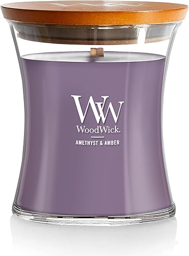 Vista 61 de WoodWick Warm Woods Vela mediana en frasco, con forma de reloj de arena, cera de mezcla de soja prémium, mecha de madera Pluswick Innovation