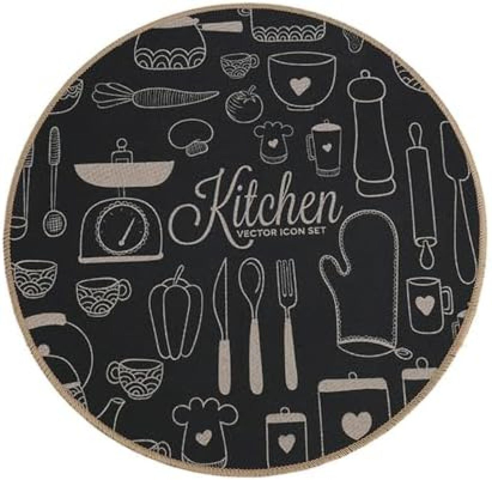Set de table rond lavable et antidérapant bleu café pour repas