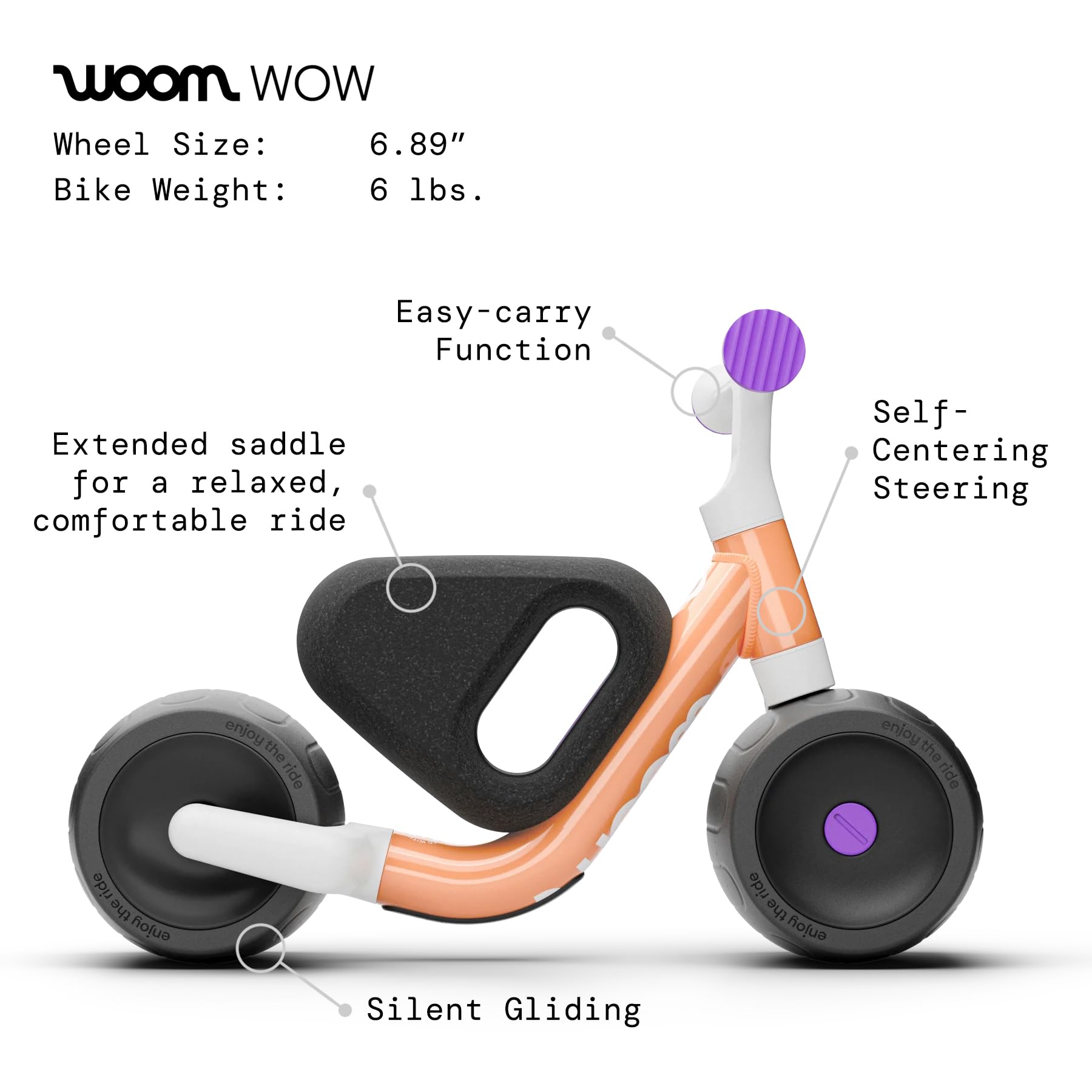 Woom WOW - Bicicletta in alluminio leggero, prima bicicletta senza pedale, per neonati e bambini da 9 mesi a 36 mesi, per interni ed esterni