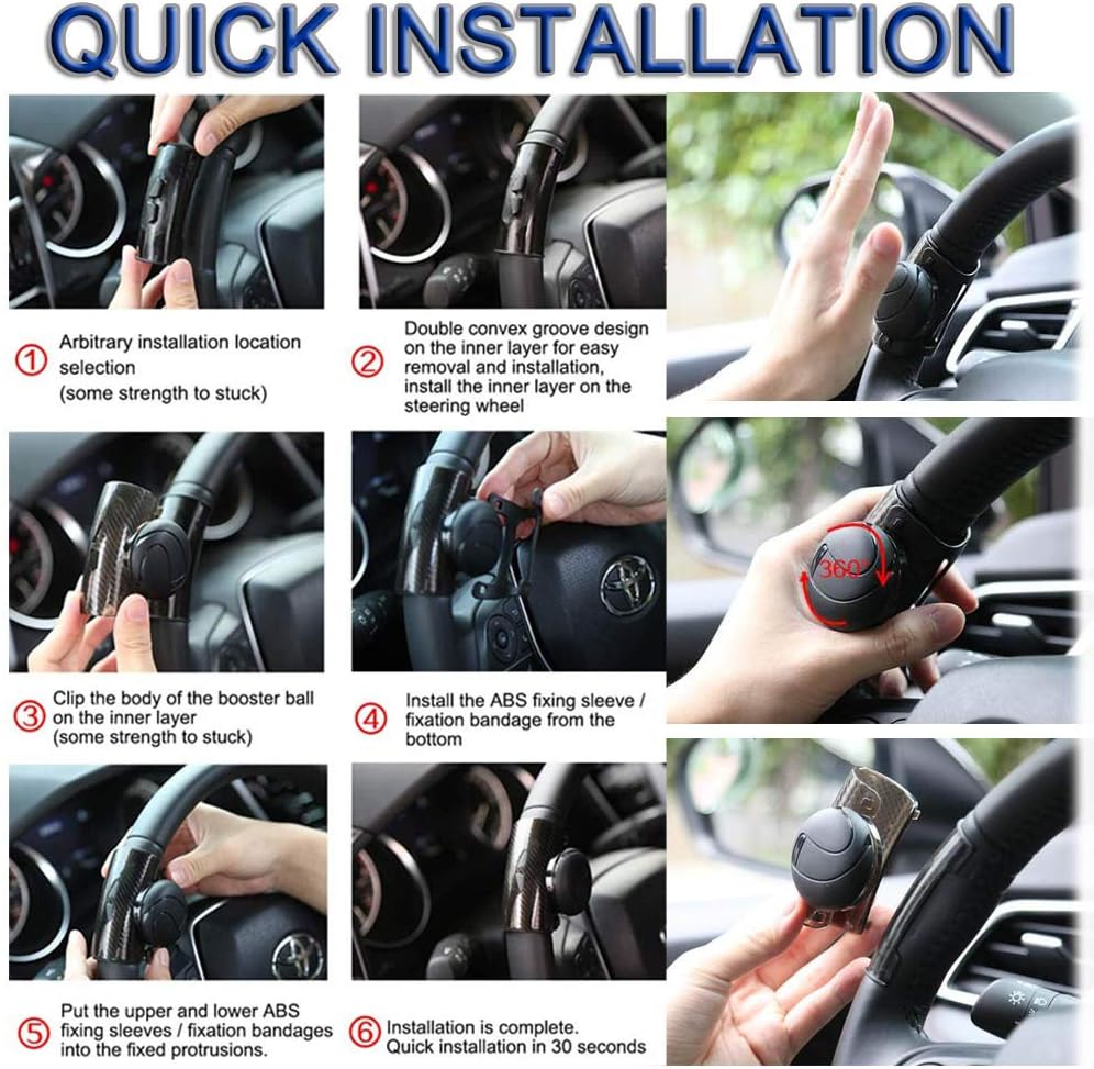 JONMON Steering Wheel Spinner Knob - Universal 360 Degrees Car Vehicle Suicide Power Booster Ball Handle Steering Wheel Accessories for Cars, SUV, Trucks