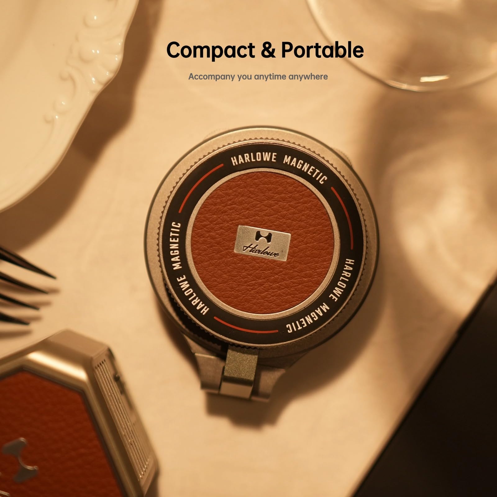 Harlowe Sol 5 Selfie Light for iPhone, Magnetic Bi-Color 2700K-6500K Dimmable Phone Lights Rechargeable and Portable Ambient Light for Photo and Video