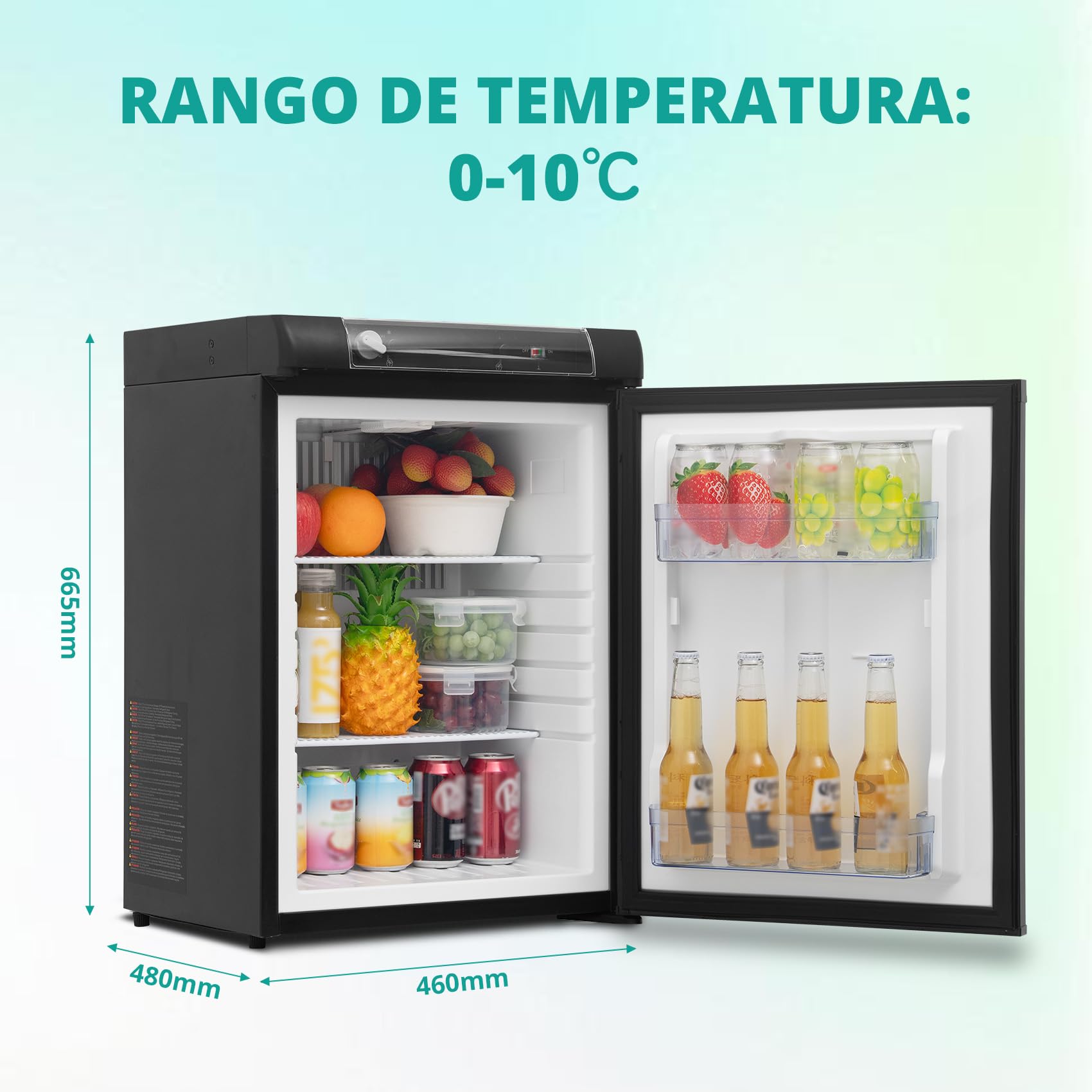 SMETA 60L 12V 220V Gas Nevera Trivalente,Pequeña Nevera para Furgoneta Camper,Caravana, Mini Frigorífico para Van, RV, Camión, Yate, Silenciosa
