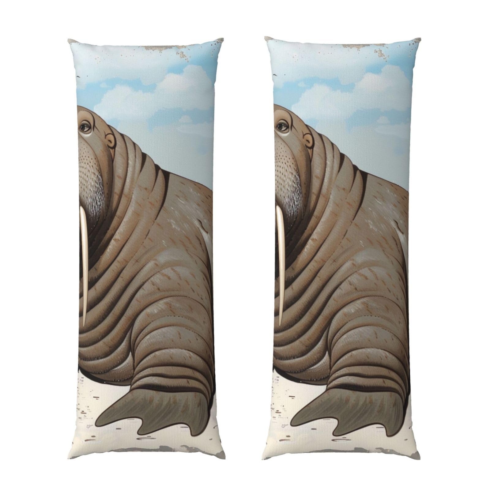 Body Pillow Cover 20x54 Inch, Walrus Print Long Lumbar Pillow Case with Zipper Long Body Pillowcase Decorative for Bed Sofa Bedroom