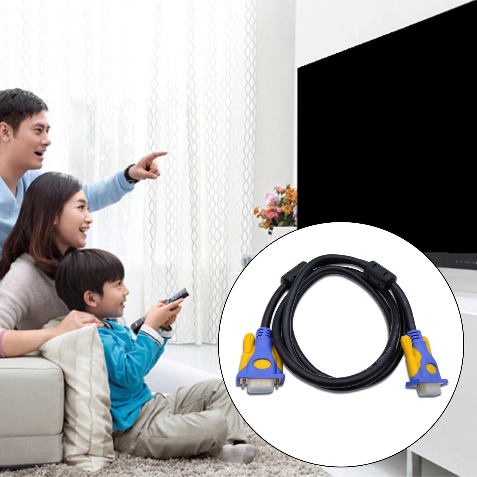 ZHENZQ VGA to VGA Monitors Cable Male to Male for Projectors Low Impedance and Minimal Signals Distortions