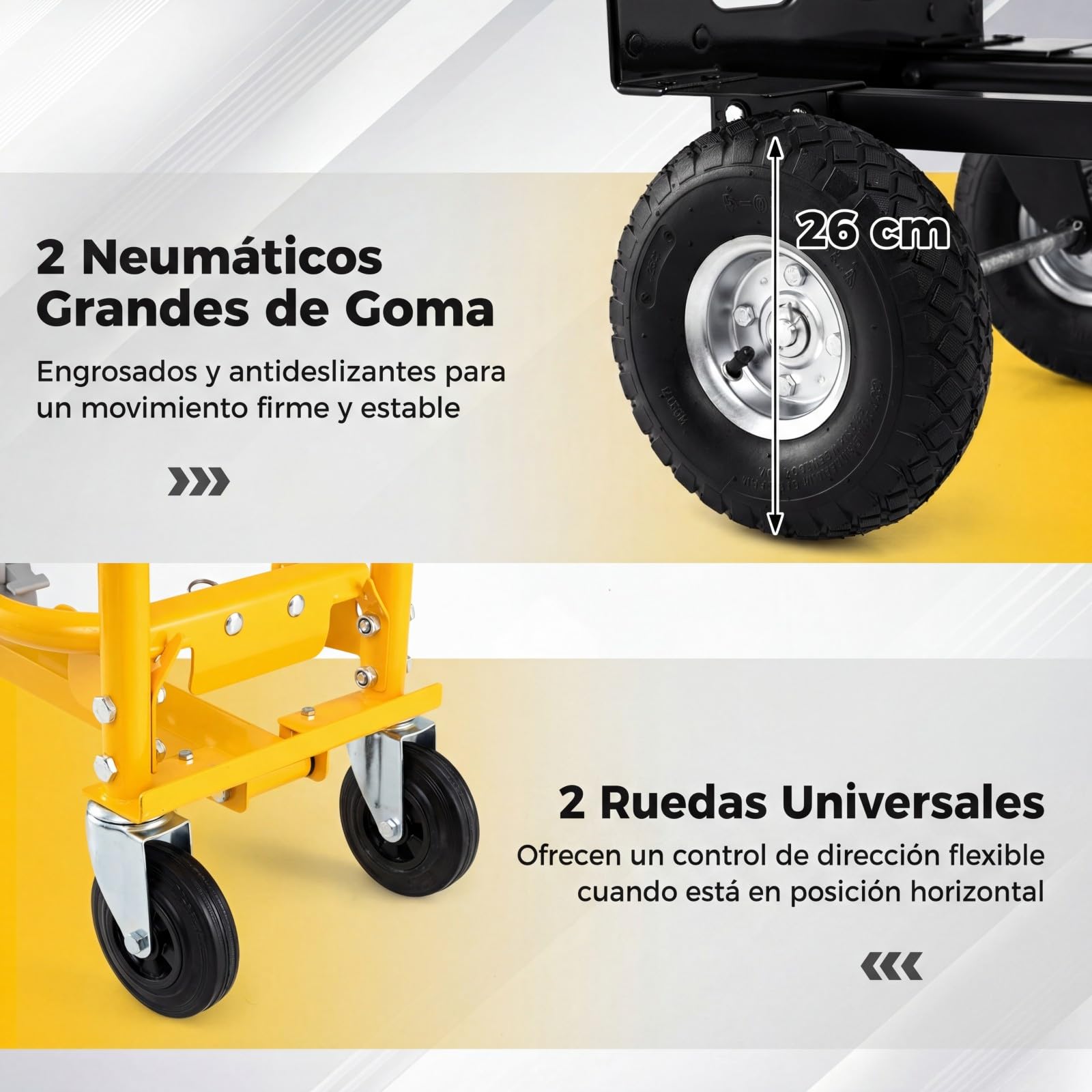 COSTWAY Carretilla Plegable 3 en 1, Carretilla con Rueda de Goma de Carga 136 kg, Carrito Plataforma en Modo de 4 o 2 Ruedas y Asa Ergonómica, Carro para Transporte y Mudanzas en Oficina y Almacén
