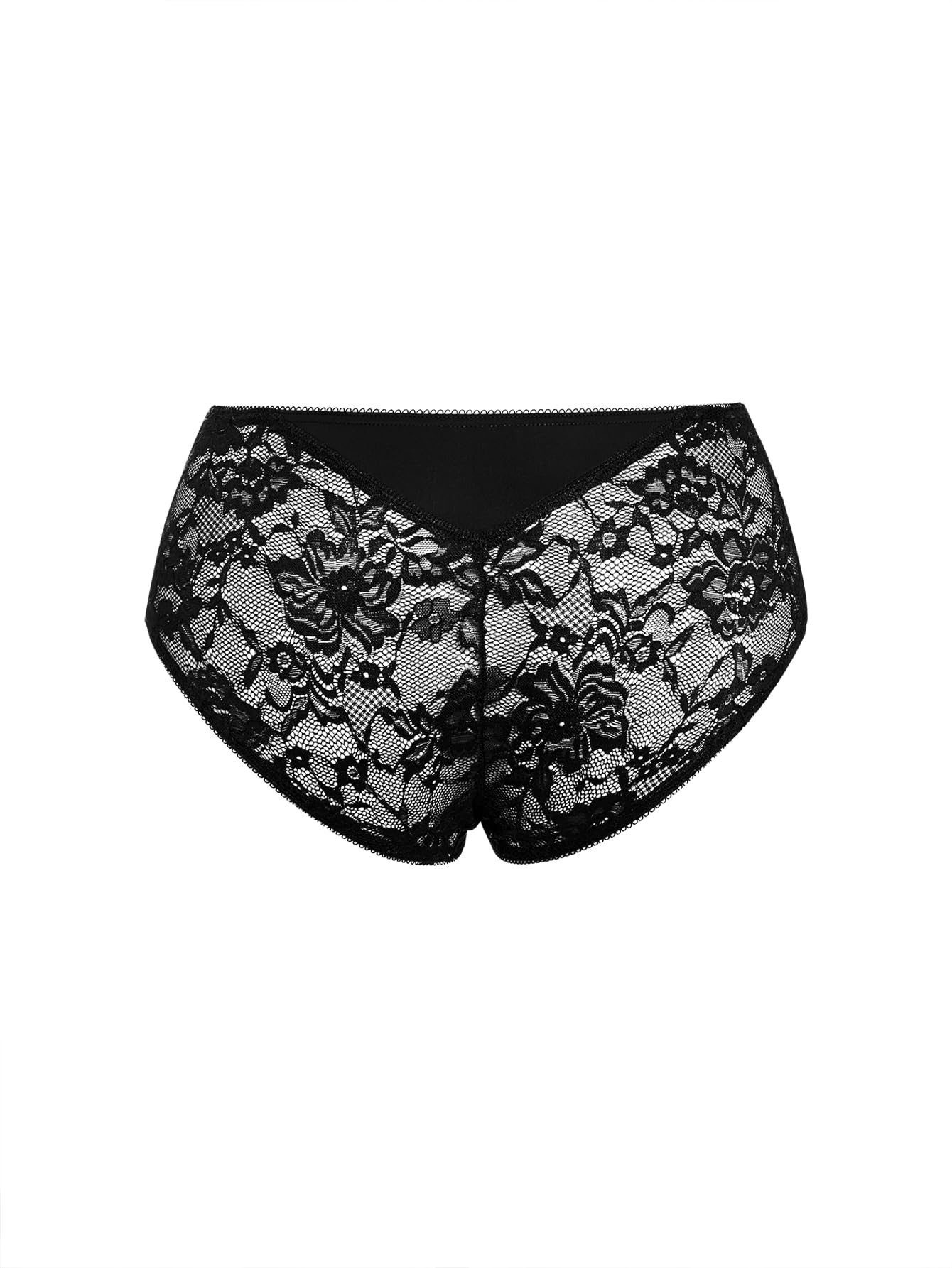 WDIRARA Women's Plus Size Sheer Lace Boyshorts Underwear Sexy High Waisted Boxer Briefs Panties: XX-Large Plus Black Lace