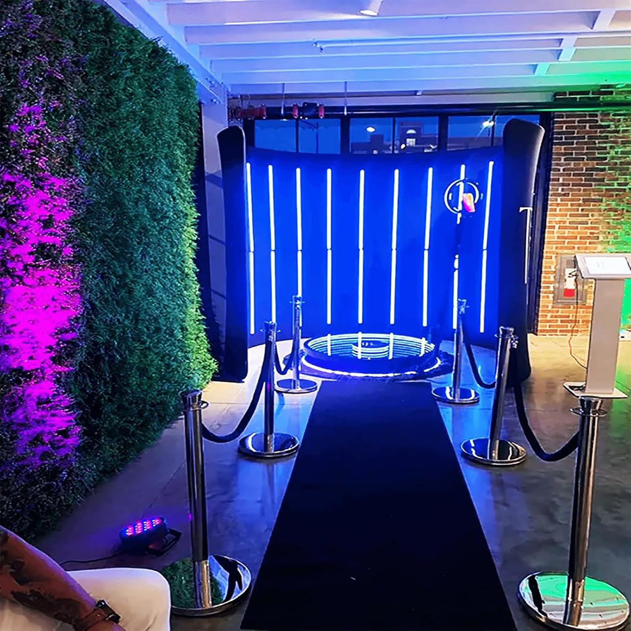 360 Photo Booth Background, 360 Degree Video Camera Booth - RGB LED Lights Vogu Booth, Enclosure FR-EE Customize Logo, for Wedding Parties Live Event
