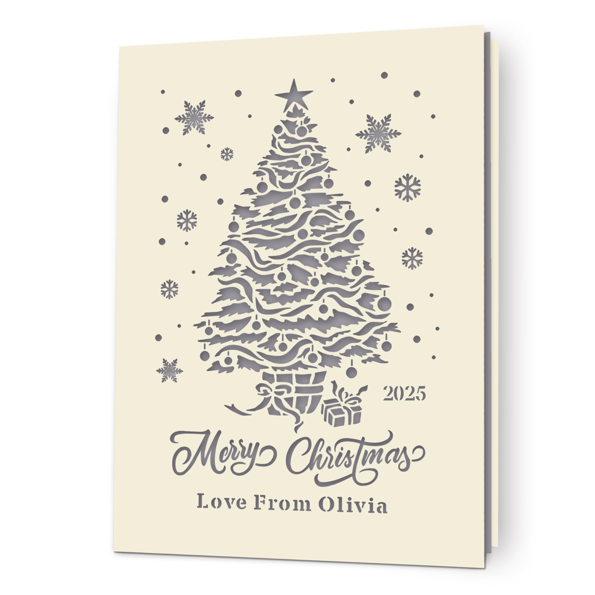Personalised Christmas Cards 2025 Greeting Cards Xmas Santa Gift Custom Gift Laser Paper Cut Xmas Cards for Kids Boys Girls Daughter Niece Grandson Granddaughter Grandad(Grey)