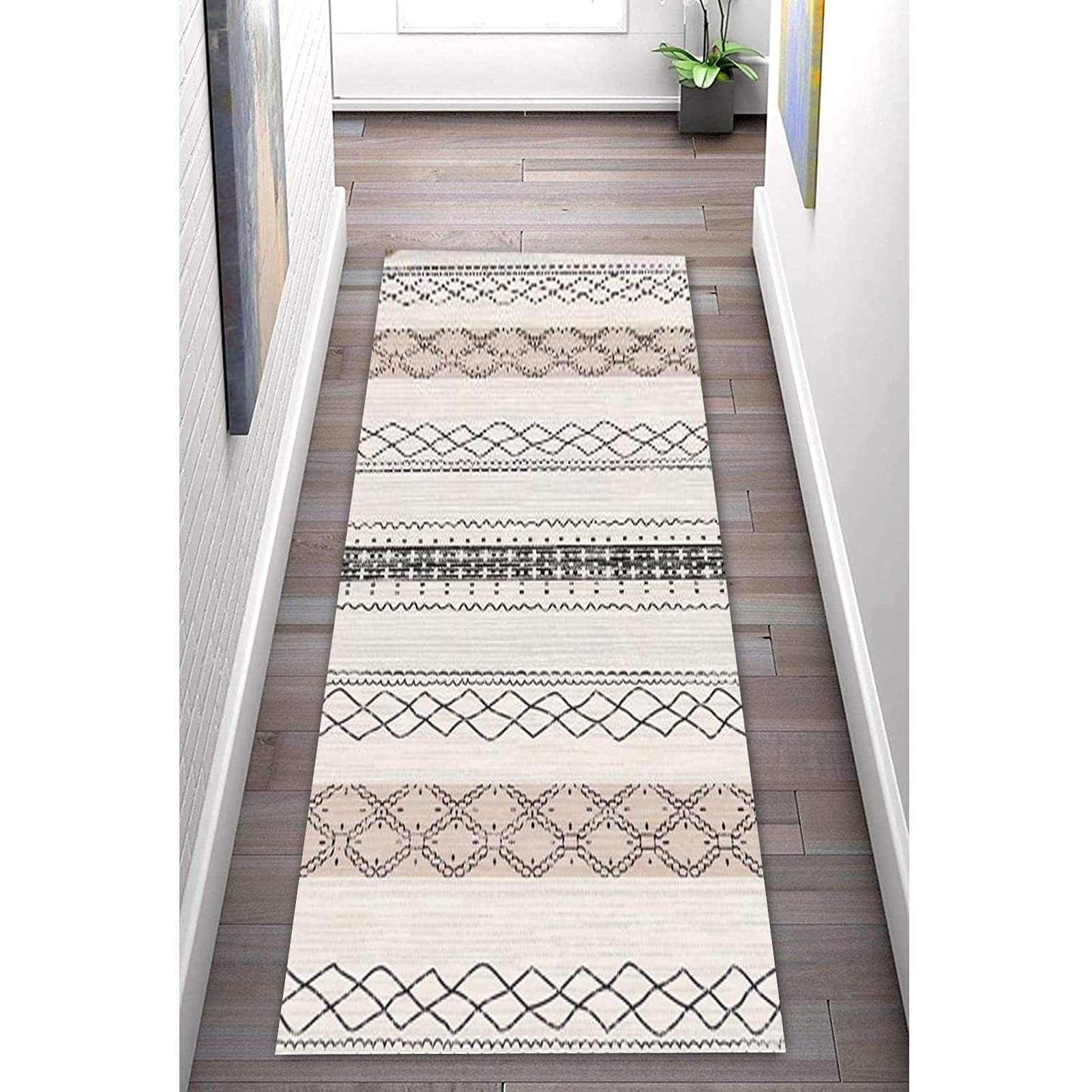 Runner de tapis de couloir géométrique moderne, tapis coureurs étroits antidérapants escaliers Entrée couloir couloir d'escalier Tapis long, 1m/1.5m/2m/2.5m/3m/3.5m/4m/4.5m/5m/5.5m/6m de longs tapis