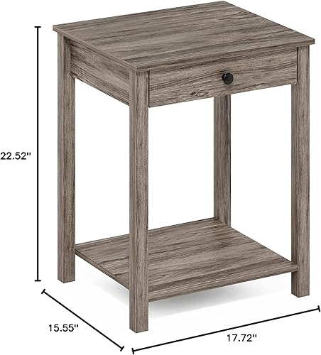 Miniatura 8 de Furinno Classic - Mesa auxiliar con cajón, paquete de 1unidad, roble rústico