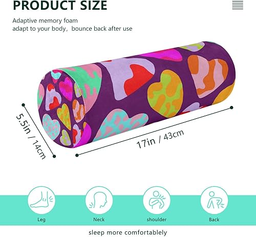 Miniatura 2 de Almohada redonda redonda para el cuello de San Valentín, diseño de corazones románticos, románticos, para yoga, almohada redonda para dormir,