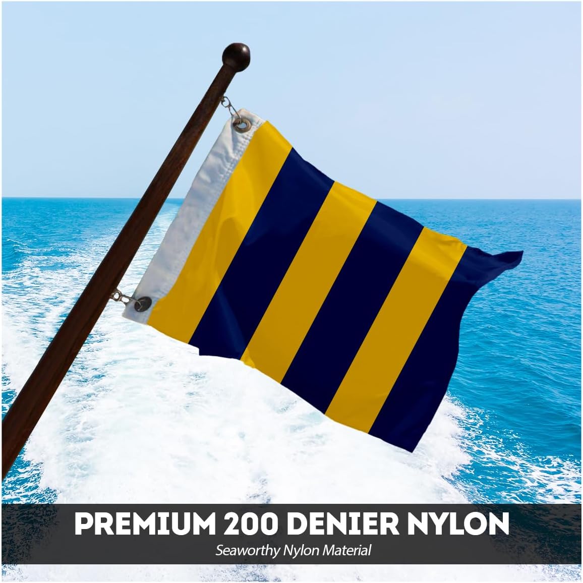 AGAS Golf Code G Marine Signal 2x2 Ft Flag - Printed 200D Nylon - Canvas Header - Brass Grommets - Colorfast & Stitched Edges - Nautical Boat Flag - Naval Code Signal Flag.