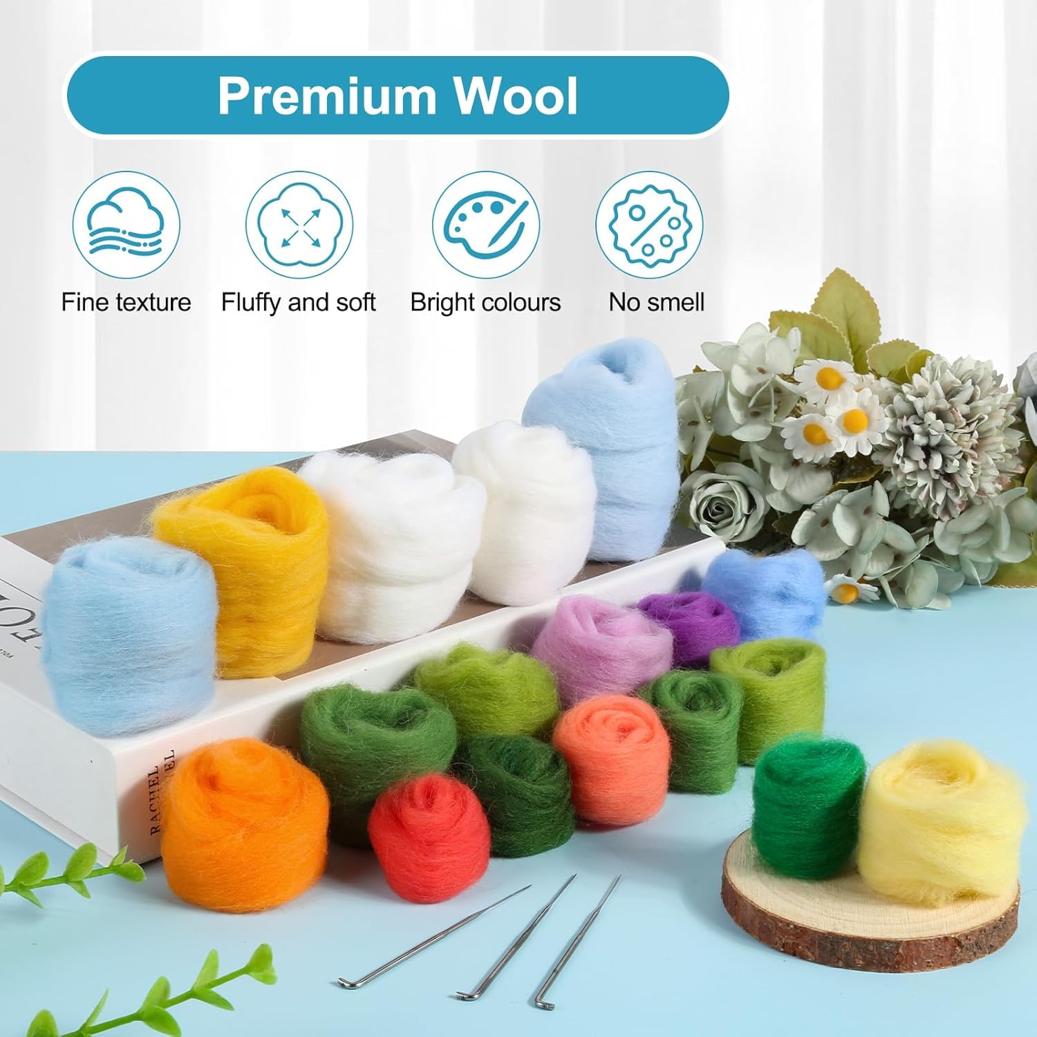 Kit Feutrage à L'aiguille Pour Enfants Débutants - Poissons Colorés, Laine, Aiguilles, Cadre Inclus - DIY Créatif, Cadeau Déco