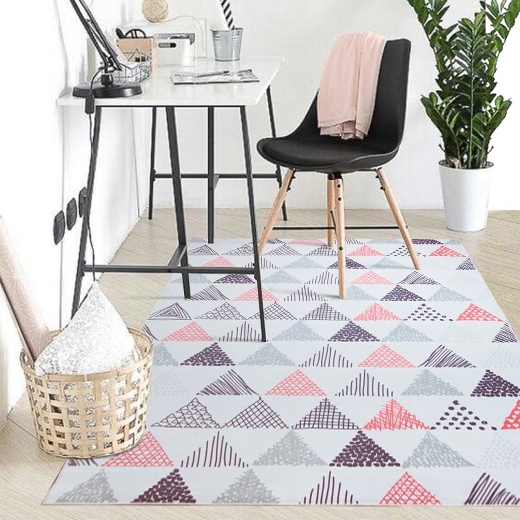 Tapis de salon géométrique antidérapant et ultra doux en polyester pour table basse