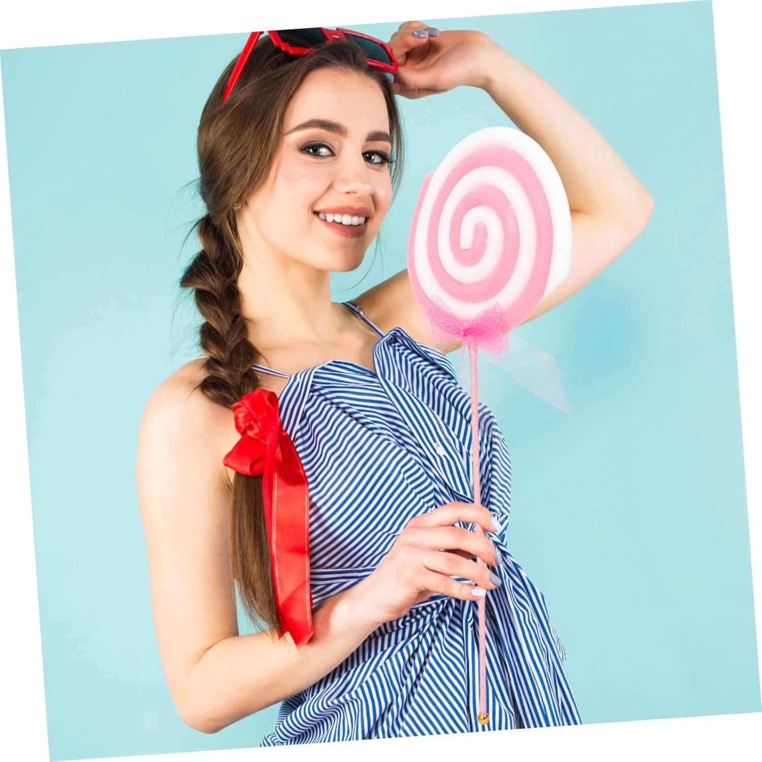 2pcs Large Simulation Lollipop Photography Props Creative Fake Food Adornments for Parties Candy Lollipop Shaped Scene Ornaments for Themed Events and Photo Shoots