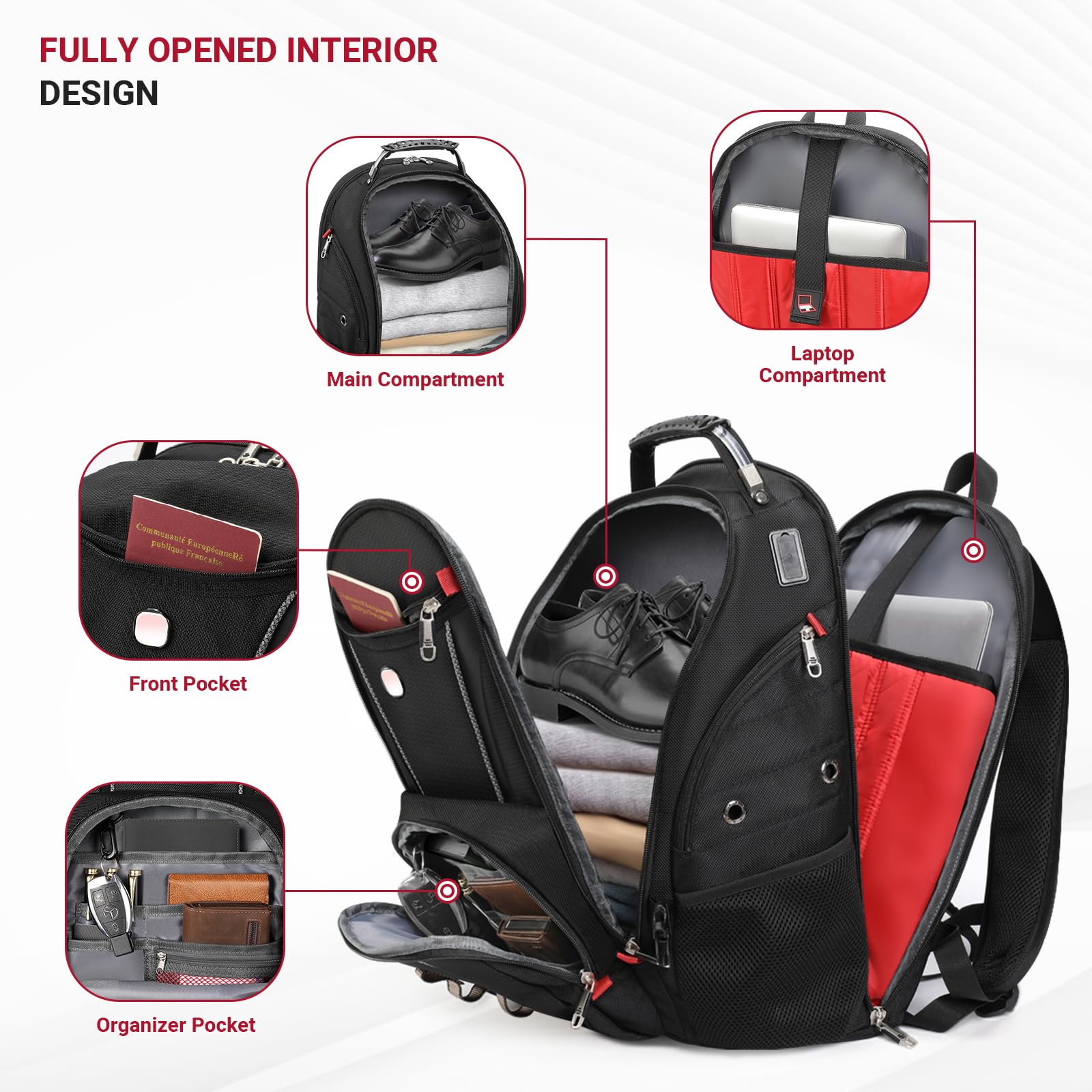 star cloud Mochila Portatil Hombre Impermeable Mochila 17 Pulgadas Ordenador Trabajo Impermeable,con Puerto USB Laptop Backpack Bolsa para Negocio Viaje Escolares - Negro