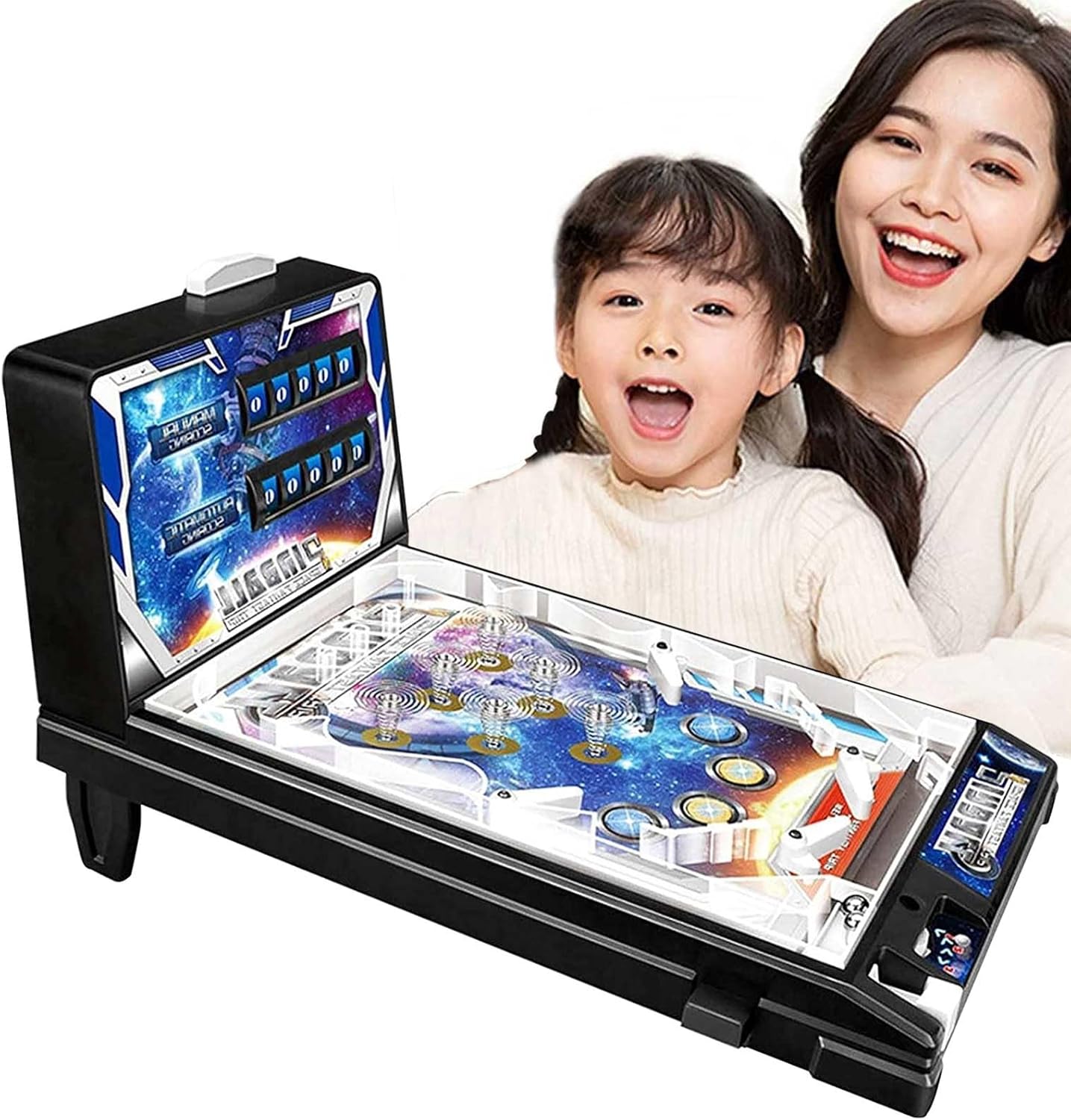 PHATM Retro Arcade Game Desktop Pinball Machine Electronic Super Marble Arcade Machine Mini Pinball Game with Light Music Scoreboard