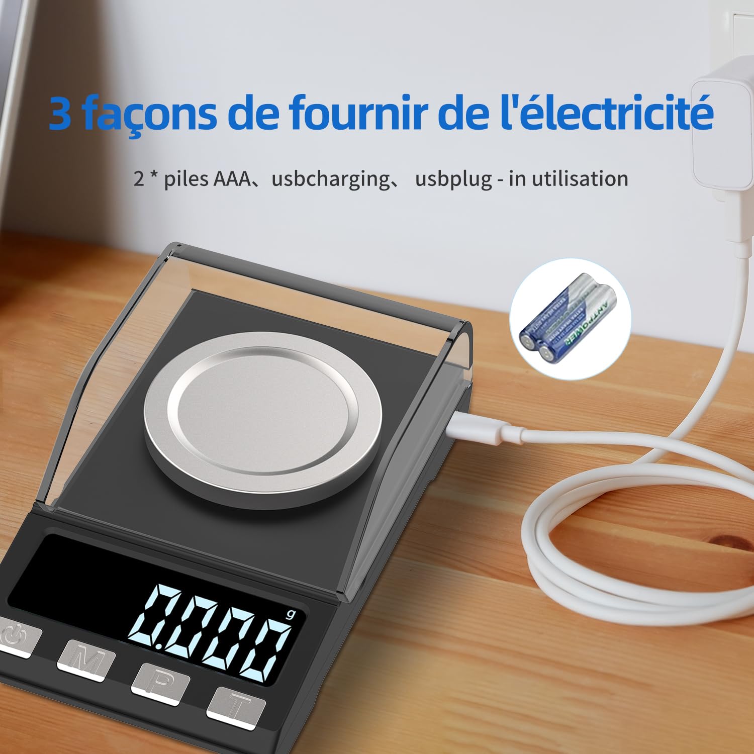 Recargable por USB 100 g/0,001 g Balanza de Precisión Miligramos Balanzas de Bolsillo Balanzas de Joyería,Balanza de Cocina Apply to Weighing Powder,Joyería, Oro Bolsillo con Peso de Calibración