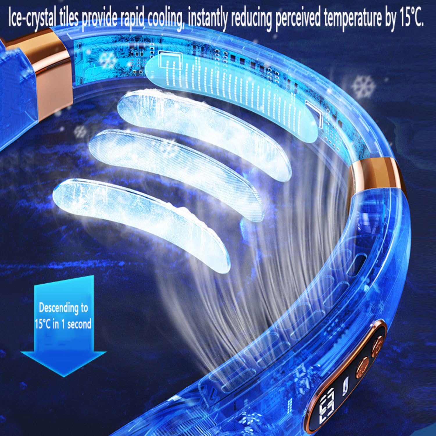 Ventilatore da Collo Ventola Regolabile a 5 velocità- Ventilatore da Collo indossabile con Luce LED a 7 Colori e Display Portable Cooling Blower per Estate Viaggi Guida in Auto Campeggio