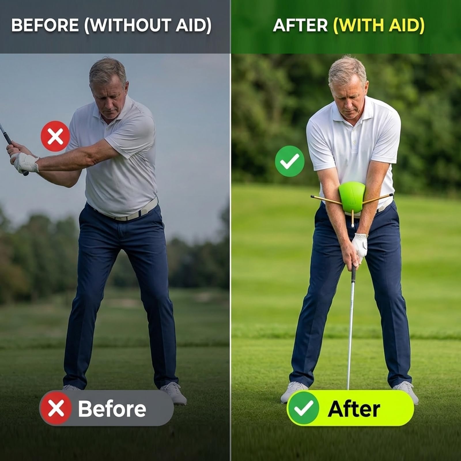 Golf Trainingshilfen, Golf Schwungtrainer Ball, Golf Schwungtrainer, Golf Training Aid, Trainingshilfe für Die Golf-Armhaltung, für Stabile Y-Form, Alle Könnensstufen, Platz, Driving Range