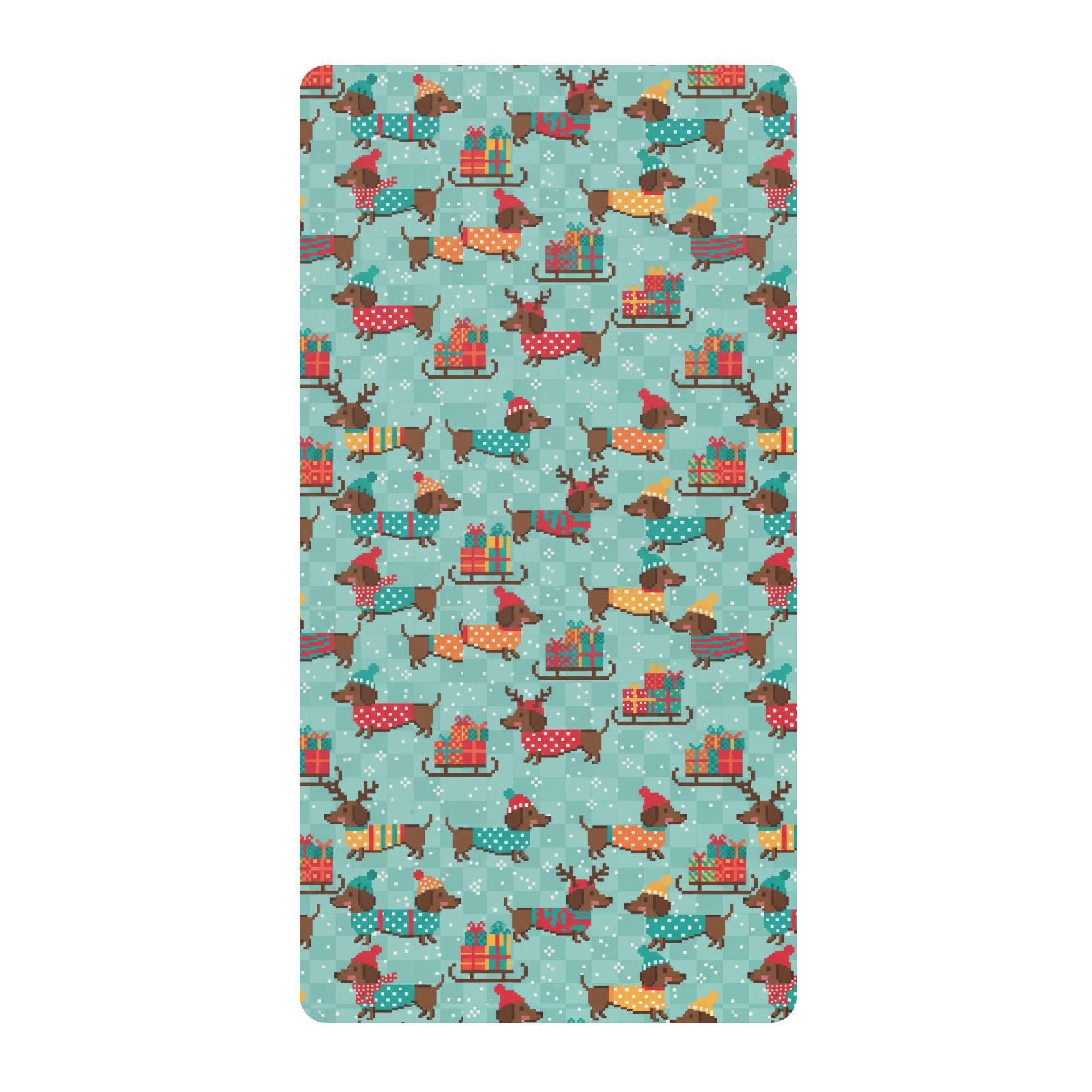 Drap-housse pour lit de bébé motif teckels de Noël pour garçons et filles, 71,1 x 132,1 cm