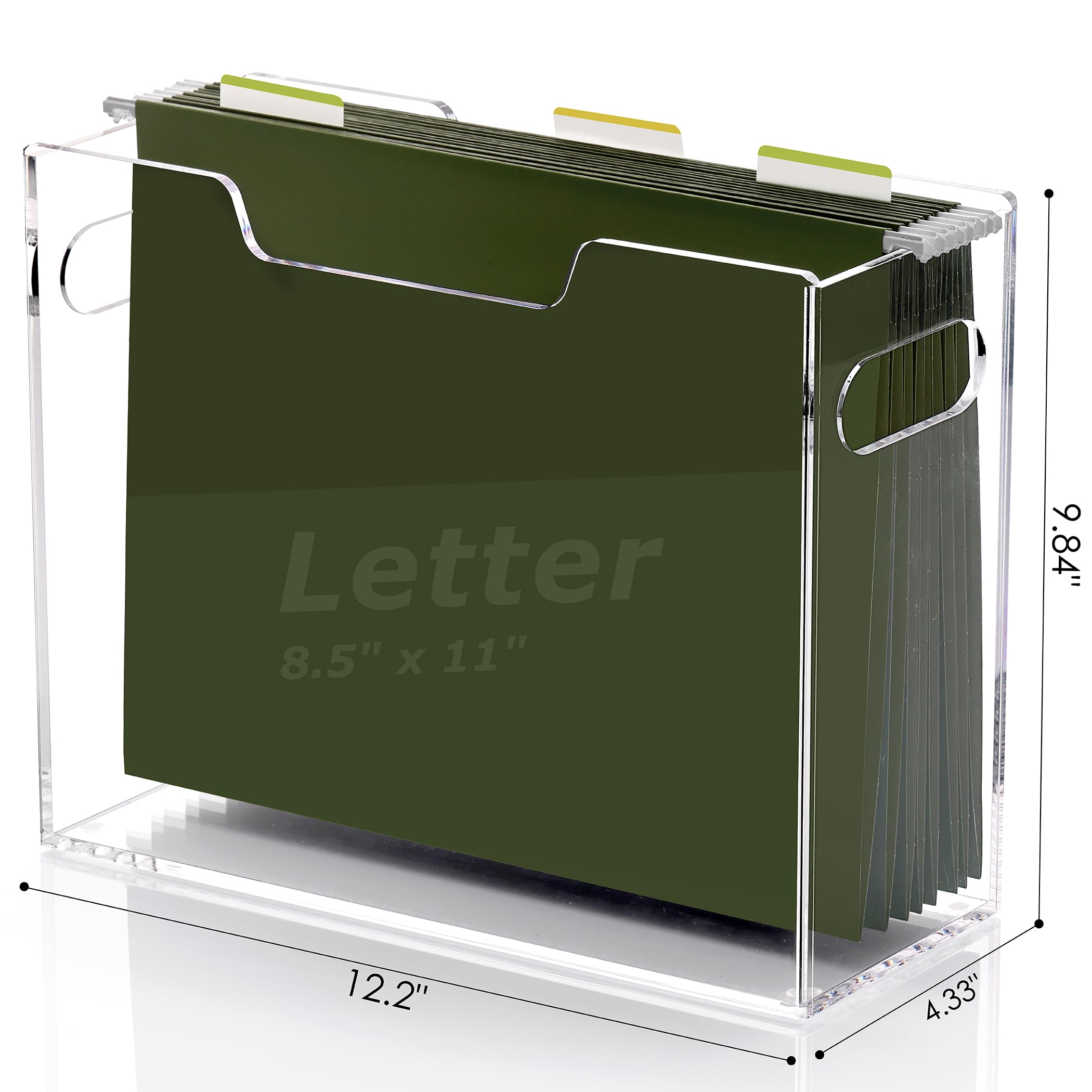Scatola portadocumenti da appendere, formato lettera, in acrilico, trasparente, portatile, con manico, per scrivania, casa, ufficio, scuola, confezione da 1
