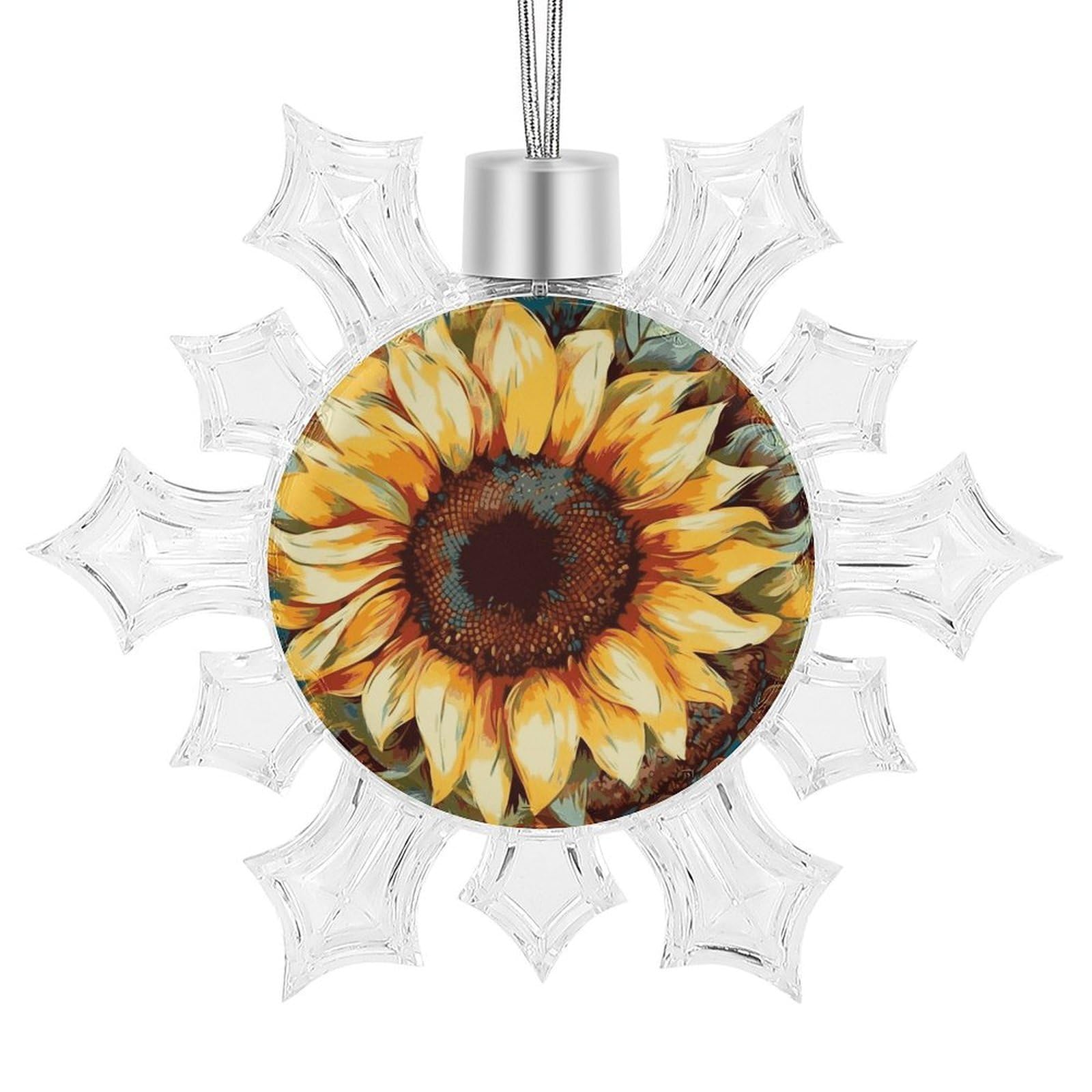 Color Painting Sunflower Snowflake Ornaments Cute Snowflake Pendant Exquisite Christmas Tree Ornaments for Christmas Weddings New Year Birthday Holiday Celebration