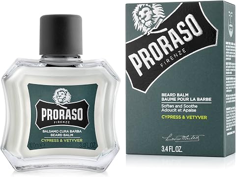Proraso Beard Balm / Sakal Balsamı Cypress Vetyver, 100 Ml | Taze Selvi ve Vetyver Kokulu, Erkekler İçin, Yumuşatır ve Korur, Kaşıntı ve Rahatsızlığı Azaltır, İtalya'da Üretilmiştir