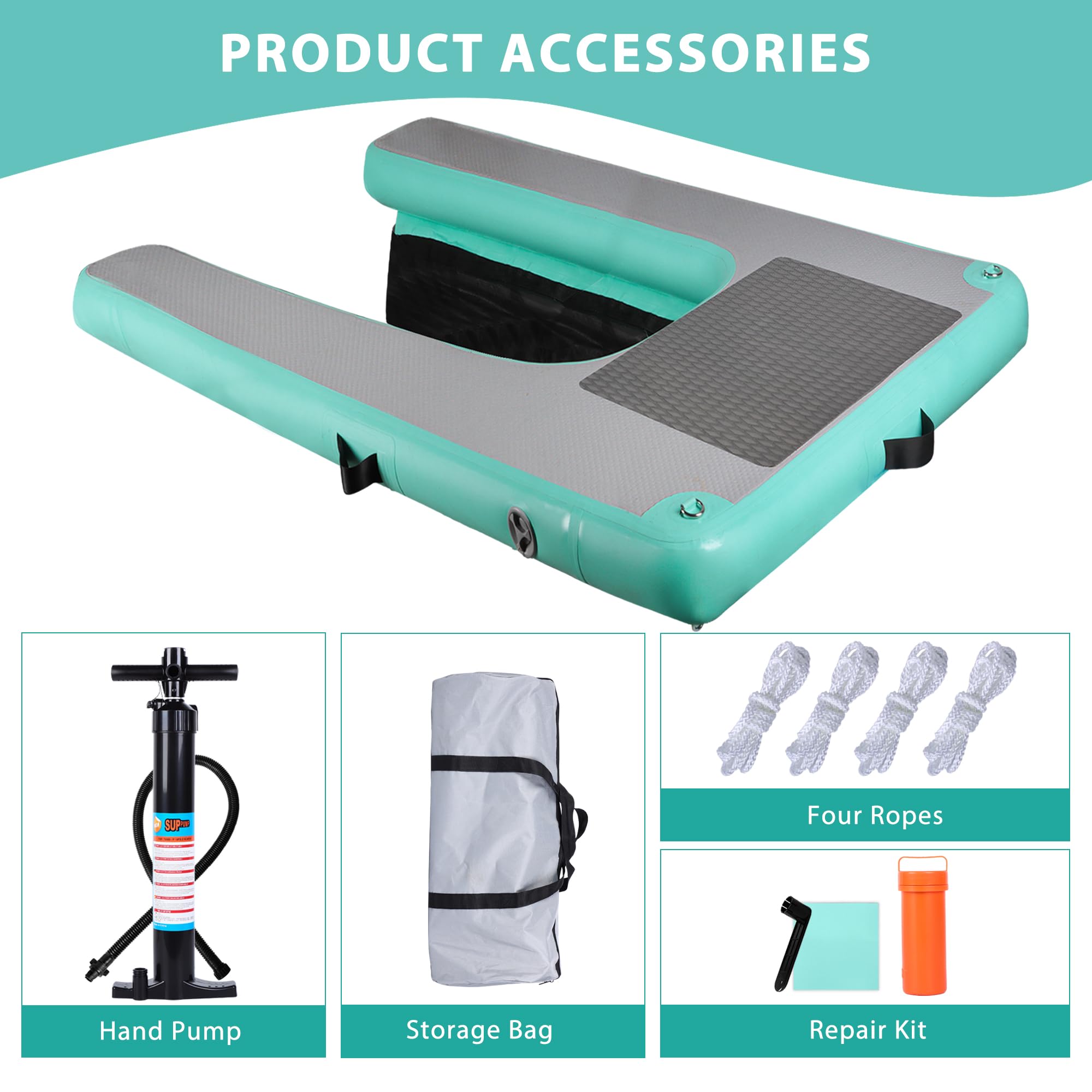 Rampe d'eau gonflable pour chiens, respectueuse de l'environnement, haute stabilité, rampe d'eau flottante pour chien, vert menthe, portable et durable, rampe d'eau pour chiens, pour