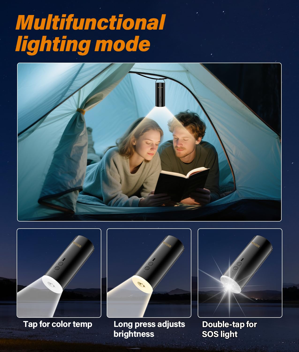 WADEO Pompa Elettrica Portatile, [Luce LED] [Gonfiatore e Sgonfiatore] [5 Ugelli] 4000mAh Ricaricabile Pompa per Materassi Gonfiabili, Piscine, Canotti, Campeggio e Casa
