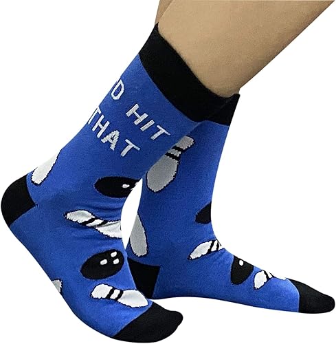 Miniatura 6 de JXGZSO Calcetines de boliche para amantes de los bolos, regalo con texto en inglés "I d Hit That", regalo para el equipo de bolos