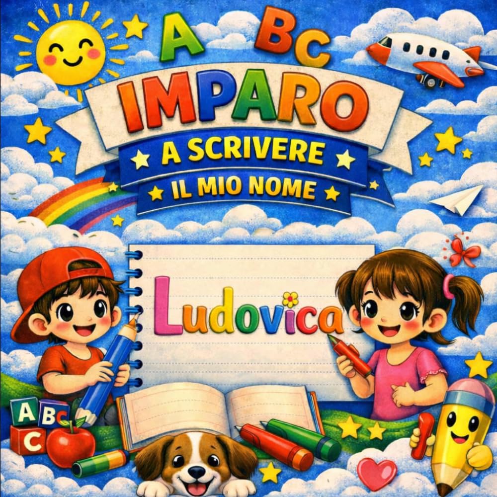 Ludovica — Il mio libro per imparare a scrivere il mio nome: Pregrafismo e scrittura per bambini 3-6 anni | Traccia le lettere del tuo nome | Regalo personalizzato