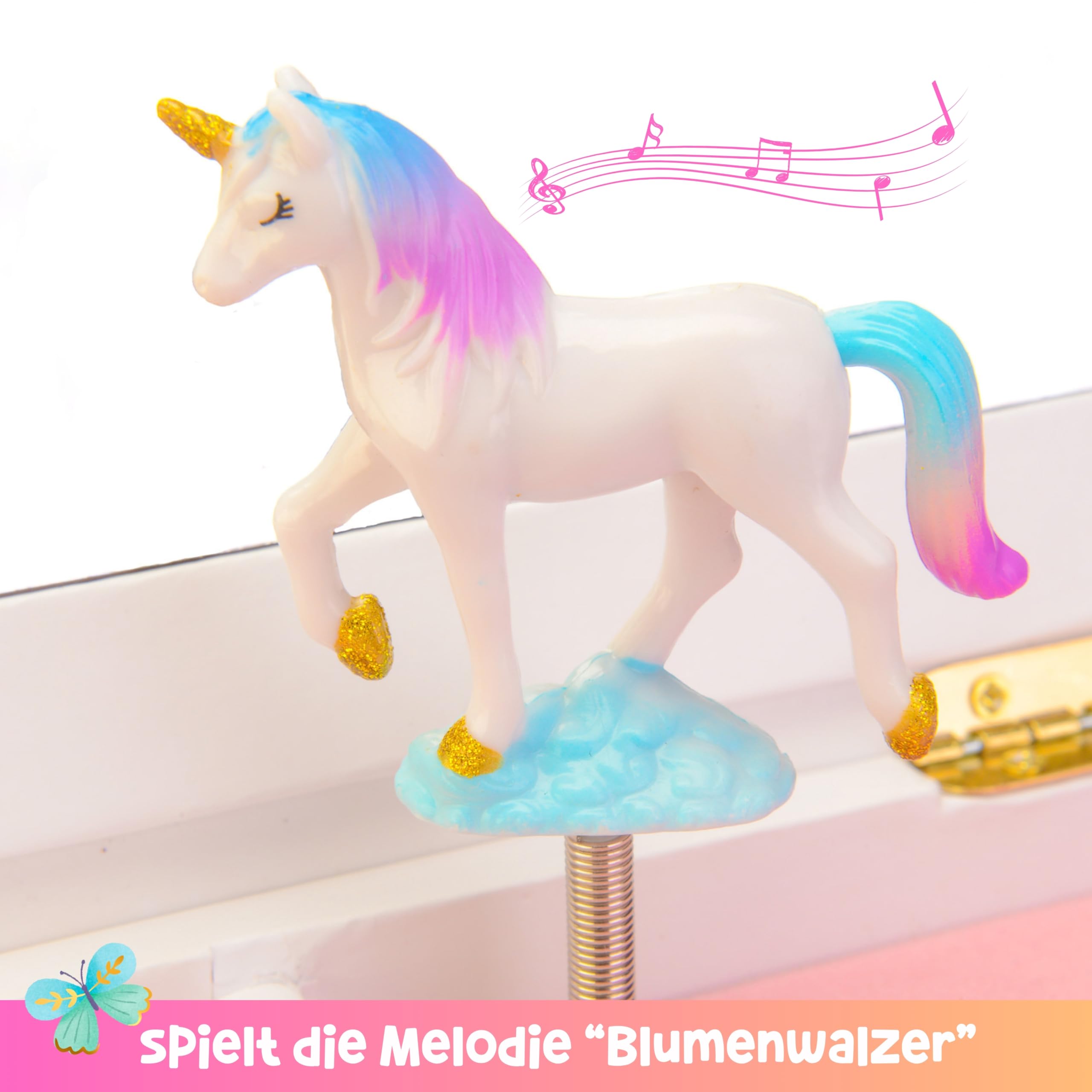 Giggle & Honey® Schmuckkästchen Mädchen Musik Box & Prinzessin mit 3 Schubladen – Prinzessin Geschenke für Mädchen – Geschenk Mädchen 4 5 6 7 8 9 Jahre –