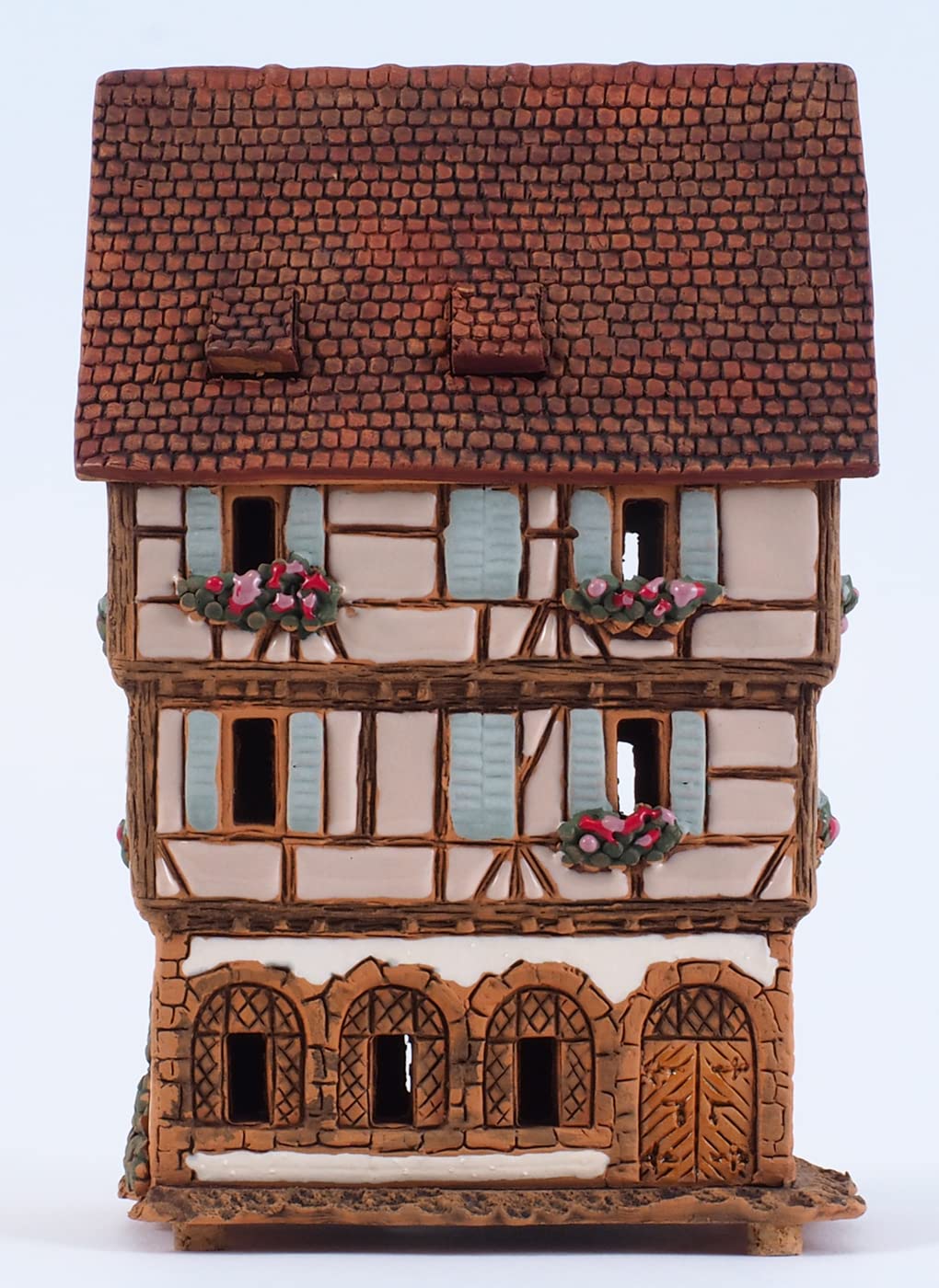 Ceramiczny świecznik na podgrzewacze, dekoracja pokoju, kolekcjonerska miniaturowa replika oryginalnego domu w Colmar, A252