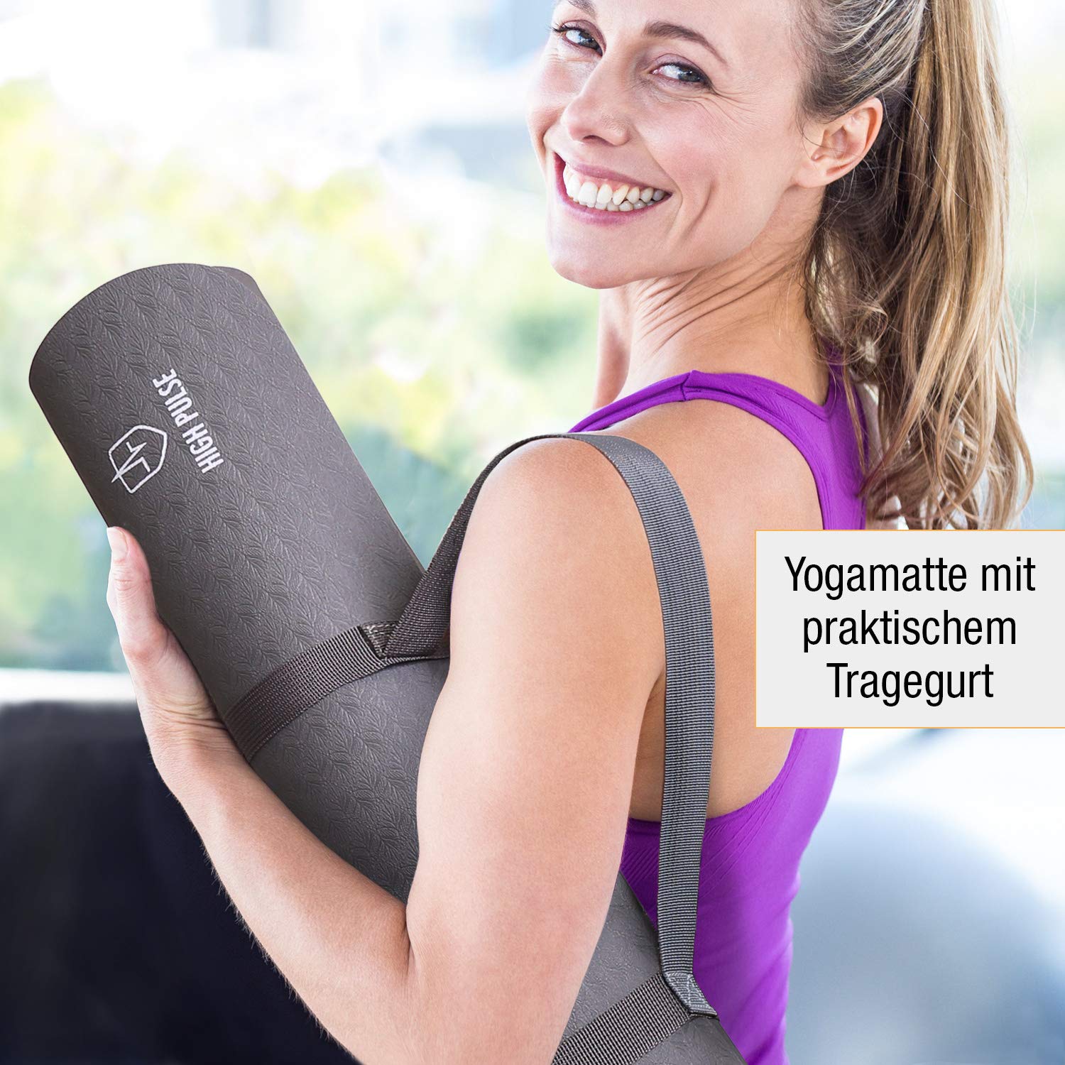 High Pulse® Yoga Set (6 TLG.) mit Yogamatte, 2 Yoga Blöcke, Yogagurt, Yogatuch mit Antirutsch-Noppen und extra Handtuch – Praktisches Yoga-Set für Anfänger und erfahrene Yogis