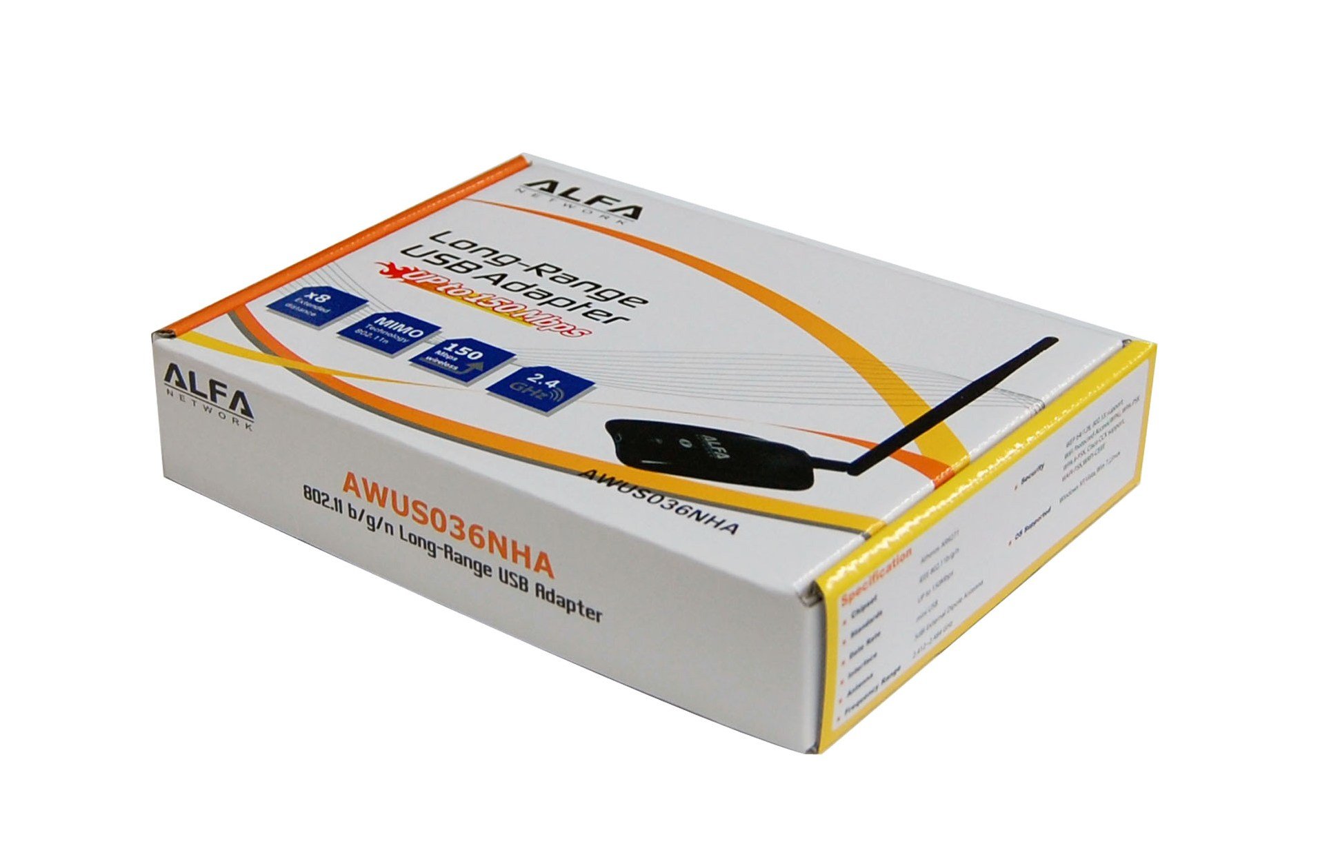 Alfa Network AWUS036NHA USB WiFi Adapter, 150 Mbps, 802.11b/g/n, RP