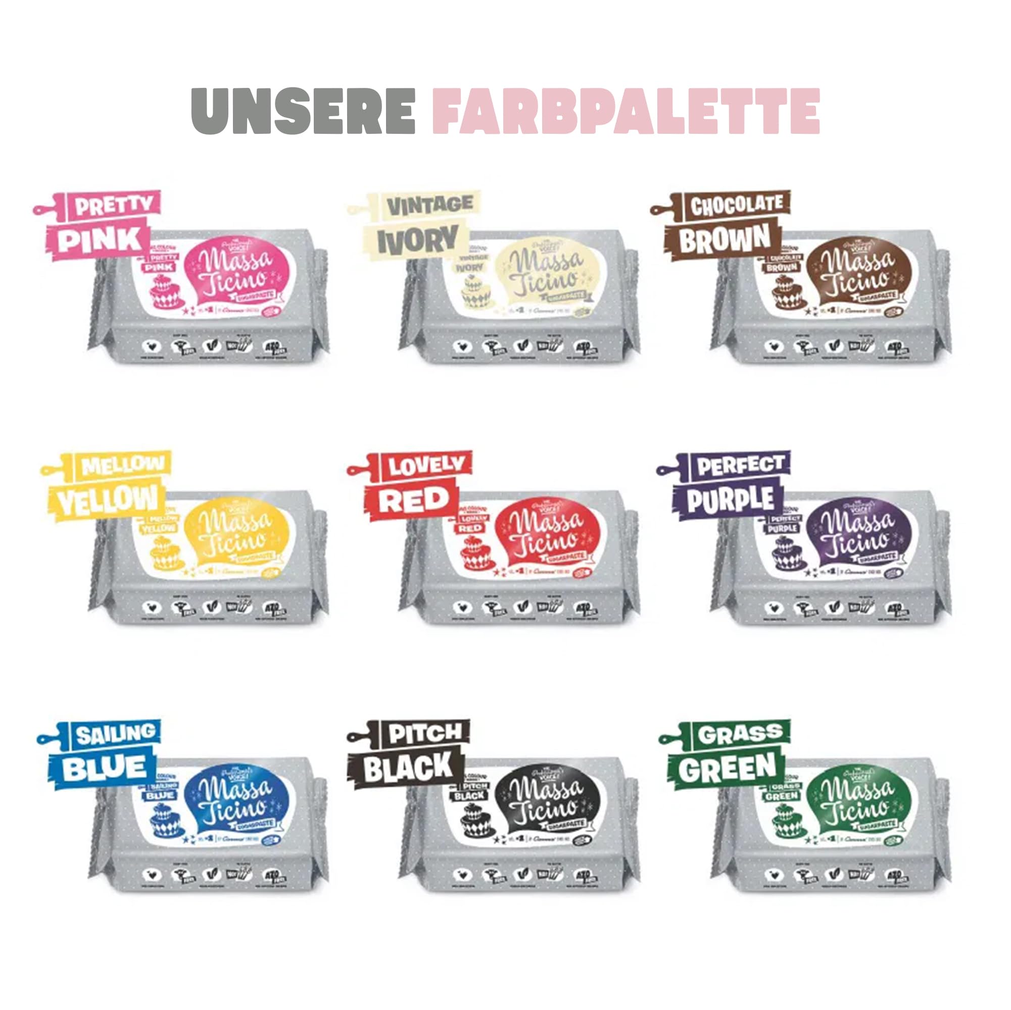 Massa Ticino Fondant Weiß 2x 1kg – Premium Zuckermasse für dekorative Kuchen, Rollfondant - Perfekt für Torten, Modellierungen & Dekorationen – weißes Fondant für Profi- und Hobbybäcker