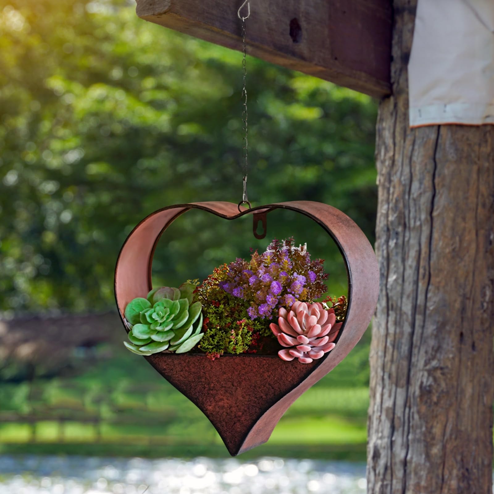 Cintres muraux en forme de cœur pour plantes - Gain de place - Avec chaînes et crochets - Pour intérieur/extérieur