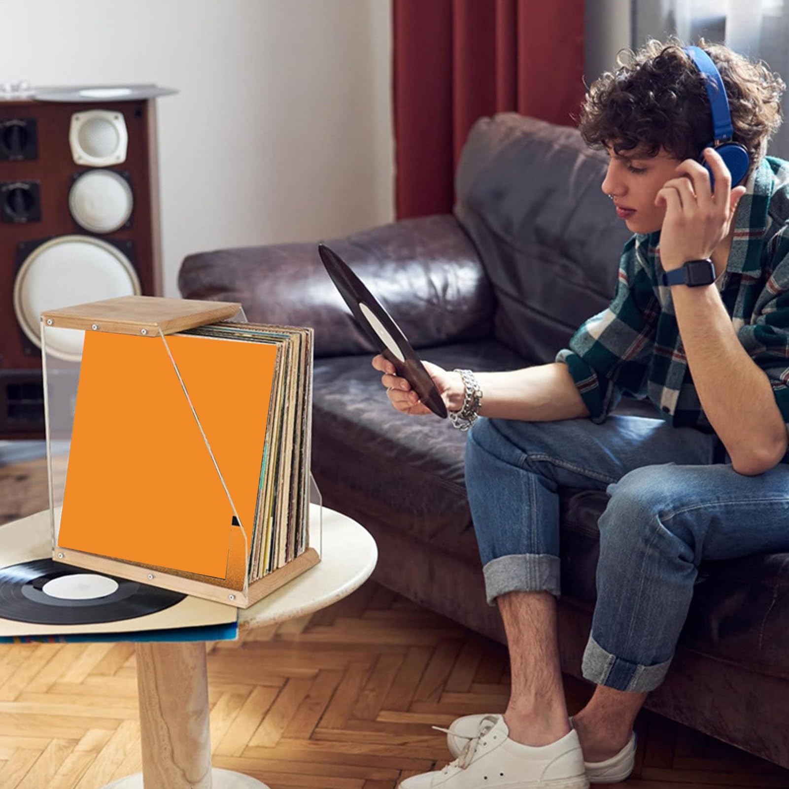 Supporto da tavolo in legno per dischi in vinile, elegante espositore per libri, documenti, quaderni, perfetto per soggiorno, camera da letto, appartamento, ragazzi e adulti