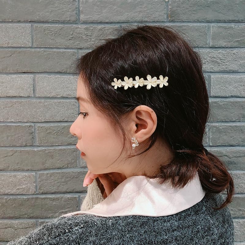 2Pcs Golden Flower Opal Hair Clips Gold Sparkly Wedding Barrettes Fancy Hair Pins Valentines Wedding Prom Engagement Birthday Decorative Accessories for Women Girls Thick Fine Hair,Clips and Barrettes