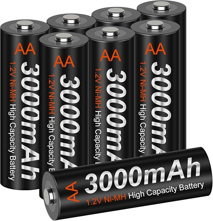 CITYORK 3000mAh AA Rechargeable Batteries High Capacity 1200 Cycles