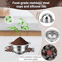 Vista 6 de Cápsulas reutilizables compatibles con Nespresso Vertuo Plus/Vertuo Next/Vertuo POP, cápsulas recargables de acero inoxidable de 2.7 fl oz/ 2.7 oz