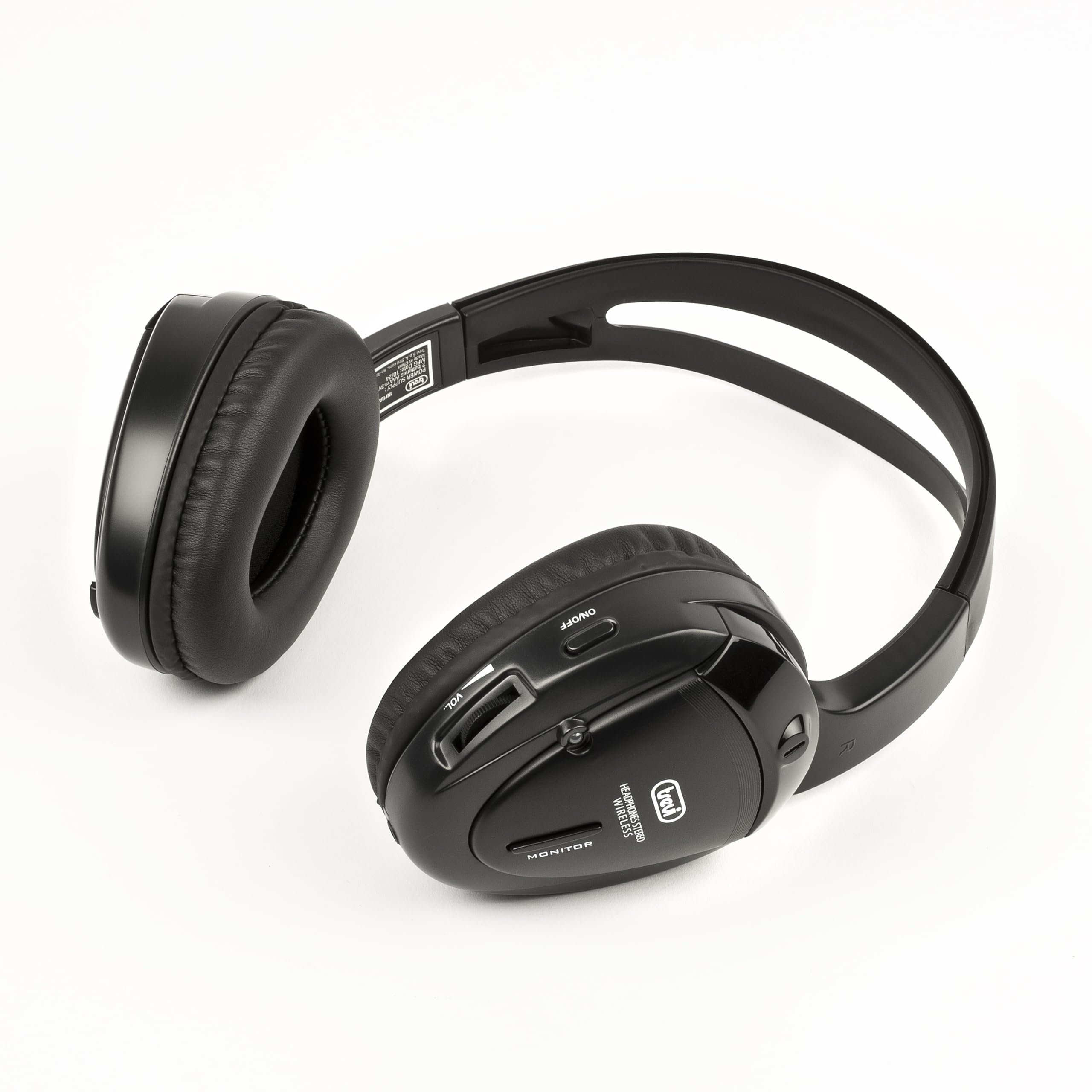 Trevi FRS 1240 Cuffia TV Wireless ad Infrarossi con Trasmissione ad Alta Frequenza, 12m di Portata, Audio Stereo per Televisore, Hi-Fi e MP3, Funzione Monitor e Controllo Volume, Base in Dotazione