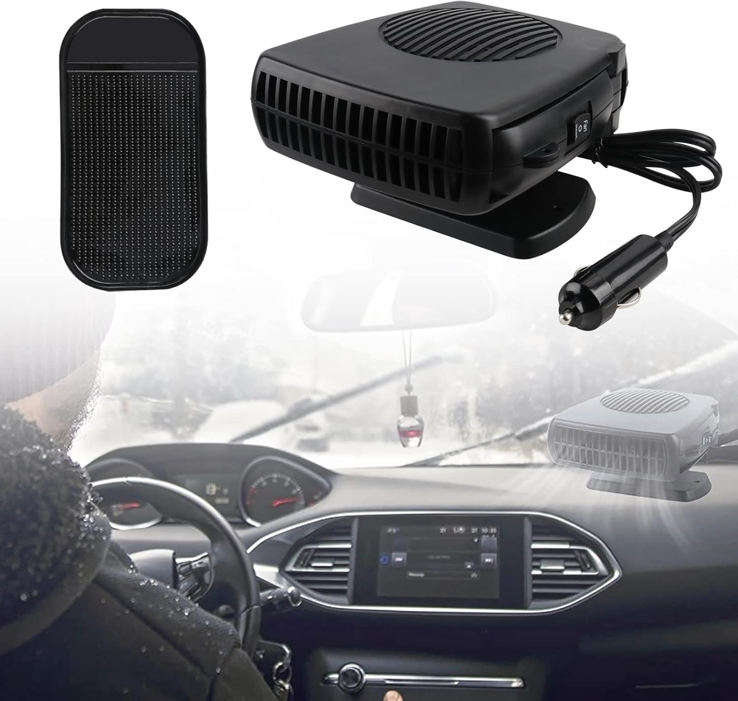 Gobesty 12V Car Heater Fan, 2 in 1 Portable Car Windscreen Demister