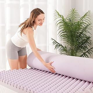 Egg Crate Memory Foam Mattress Topper 2 Inch Queen, Gel Cooling Infused Foam Mattress Topper for Pressure Relief, CertiPUR-US Certified Bed Topper, Purple, 60"×80"