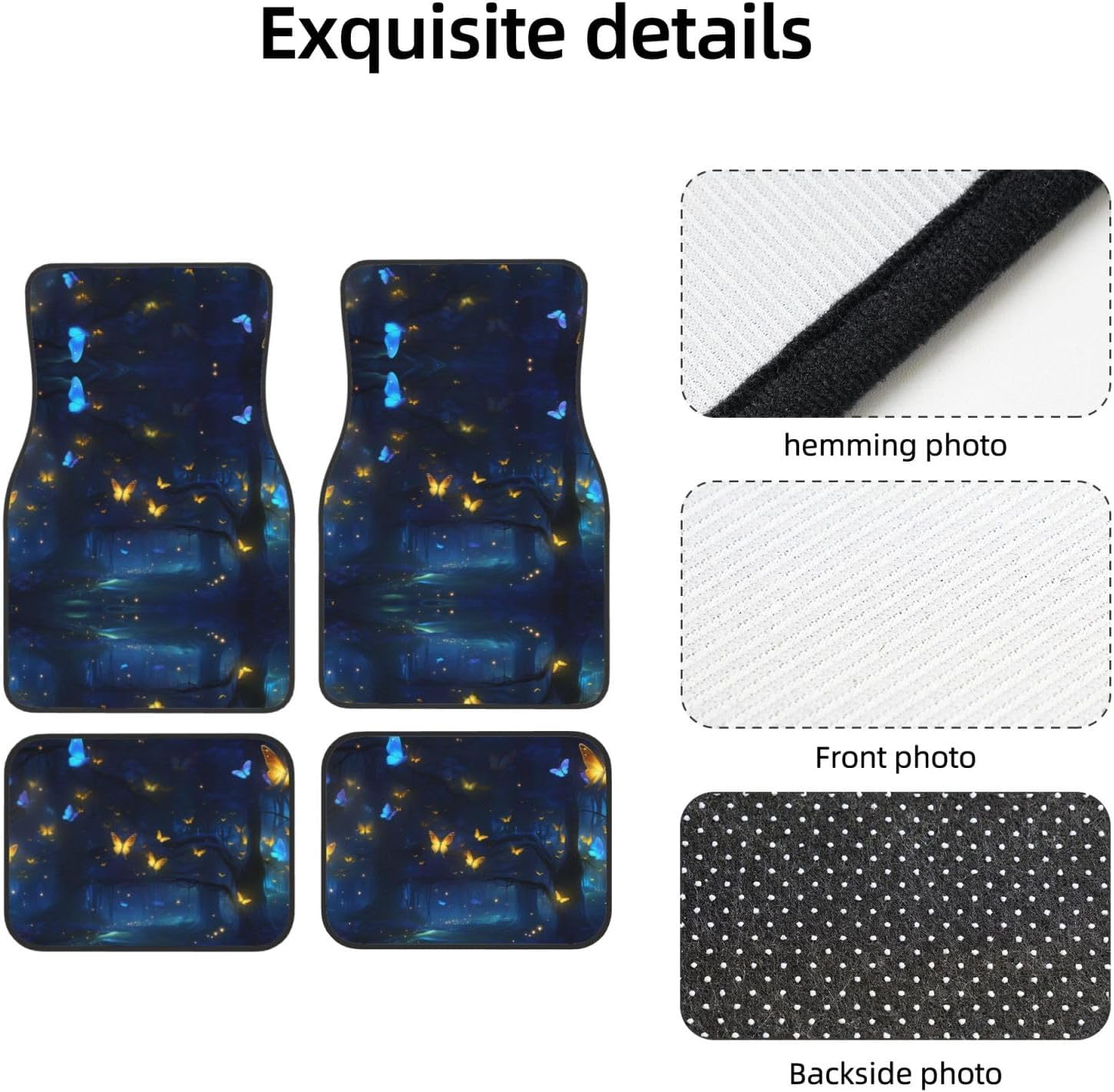 night Patterned car mats 4-piece set | For cars/SUVs/trucks | Firm fit without displacement