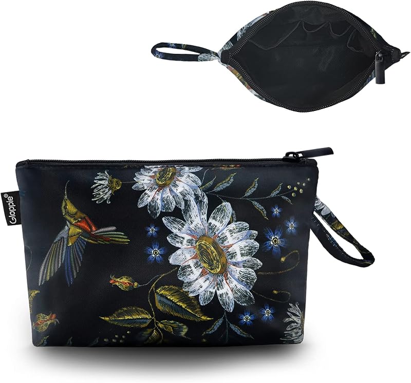 Necessaire Gloppie em Nylon com Zíper, 4 Bolsos Internos, Hummingbird Daisy