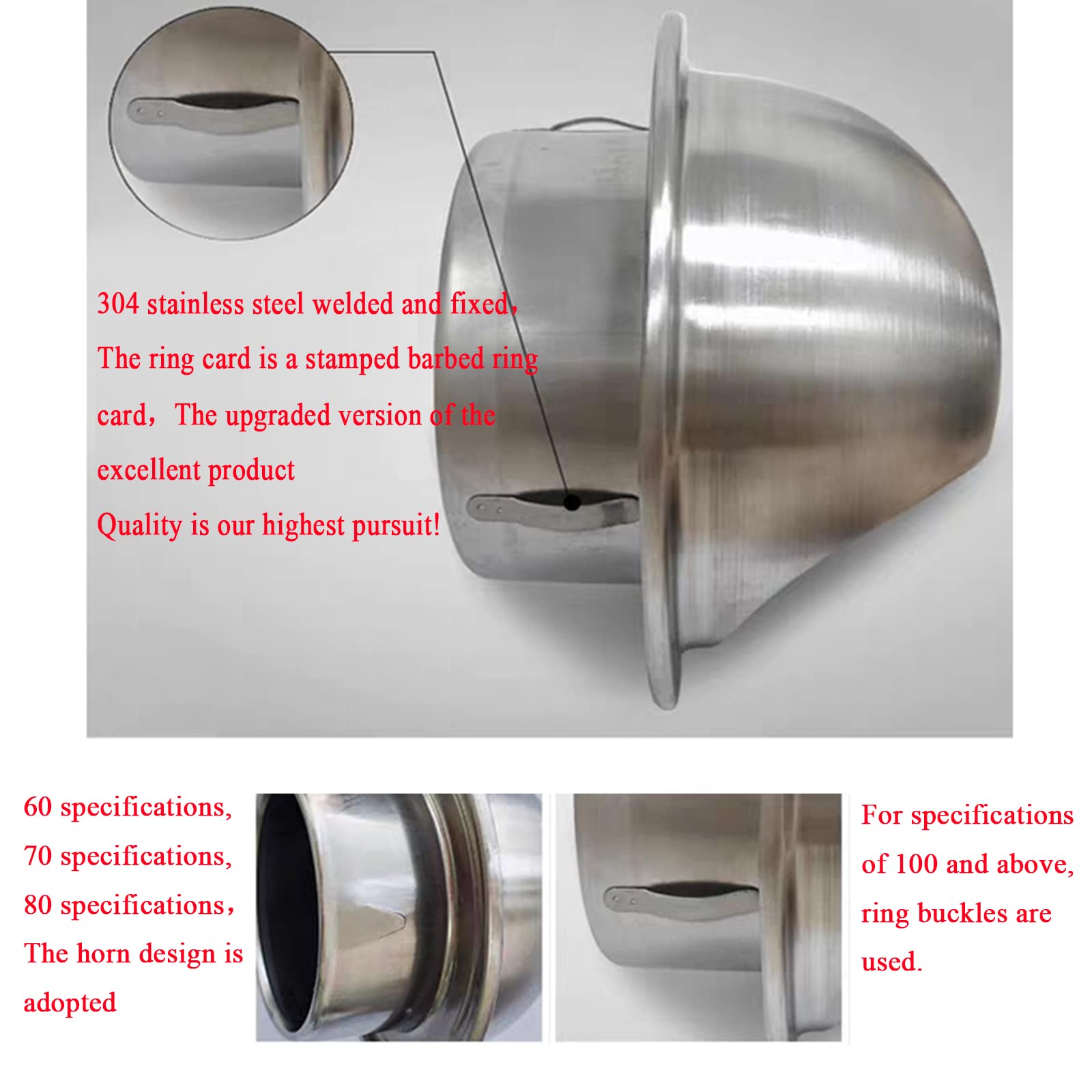 Griglia Ventilazione Rotonda,Condotto di Ventilazione a Parete Rotonda,Toro Tondo Esterno Acciaio Inox,Adatto per Tubi di Scarico dell'essiccatore,Tubi Flessibili,300mm/11.81in
