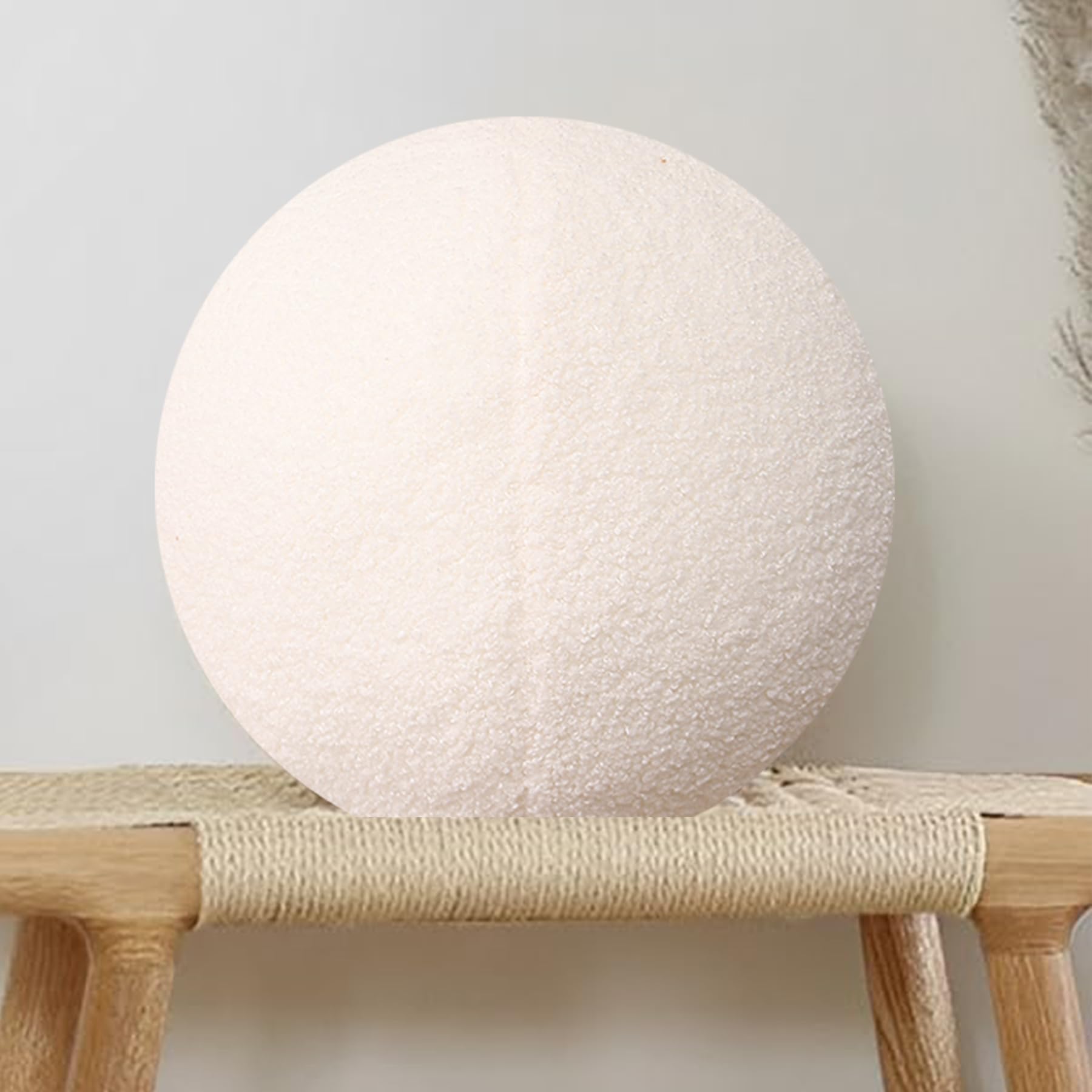 White Ball Pillow 11.8 inch Spherical Nordic Style Throw Pillows Boucle Ball Pillow Plush Ball Pillow and Cushion for Home Decor Sofa Bedroom Living Room Tatami Ornament (White)