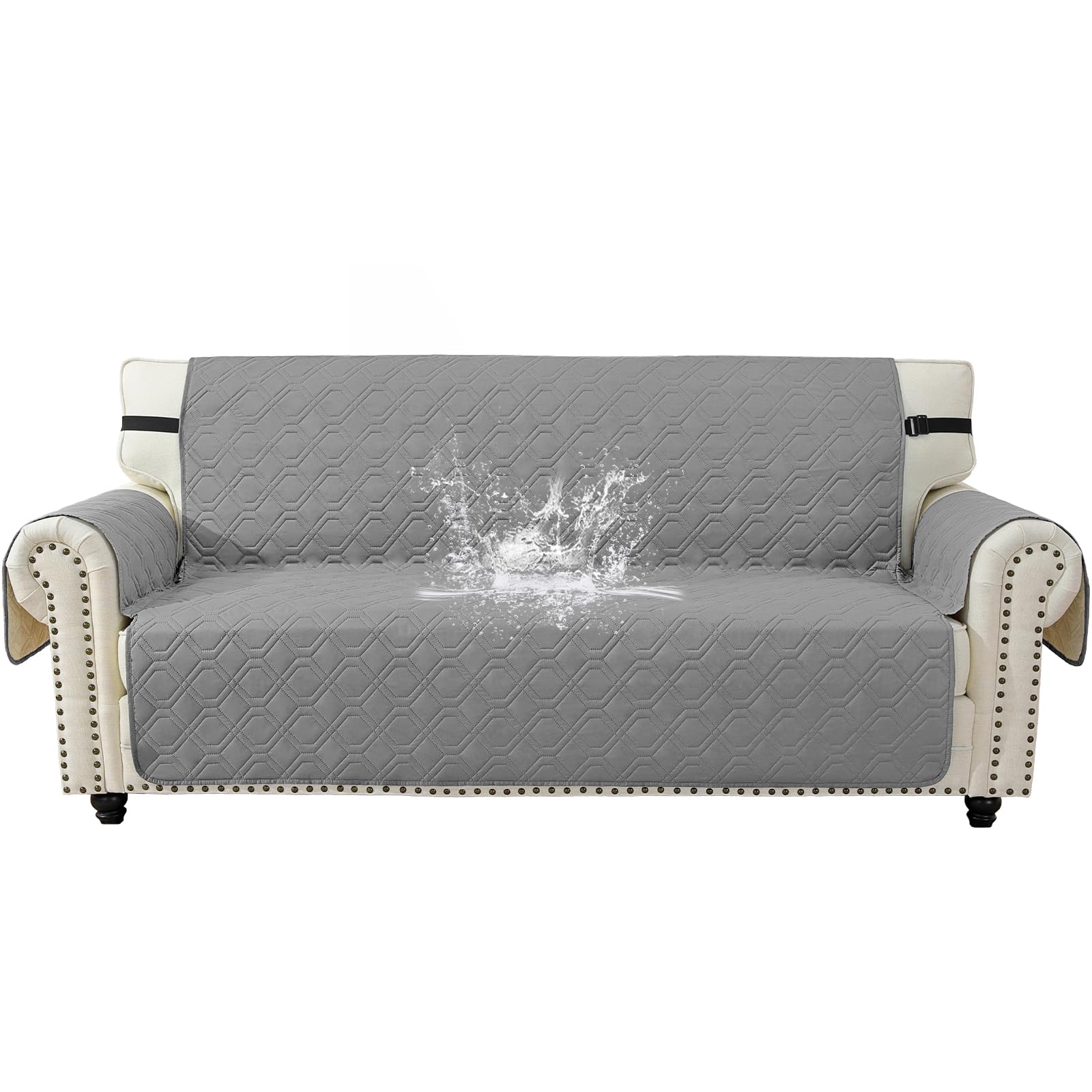 YSTELLAA Impermeable Funda Sofa 3 Plazas con Brazos, Cubre Sofas Antideslizante Antimanchas, Fundas para Sofa Antiarañazos Gatos, Sofa Cover Universal Lavable, Gris Claro Global Recycled Standard Global Recycled Standard Global Recycled Standard